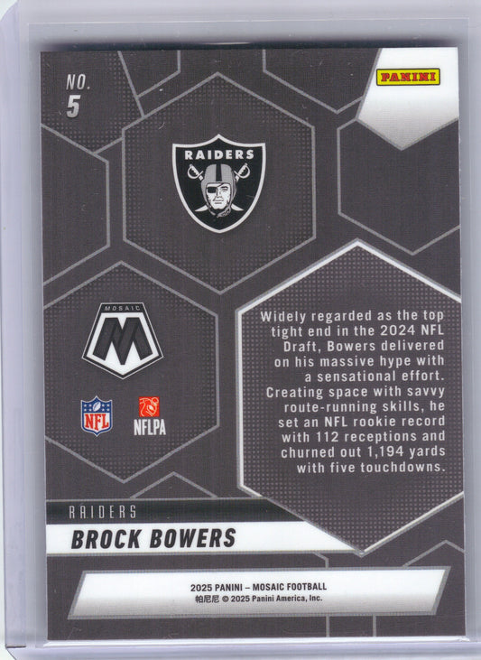 Brock Bowers Las Vegas Raiders 2025 Panini Mosaic #5 Montage (Back)