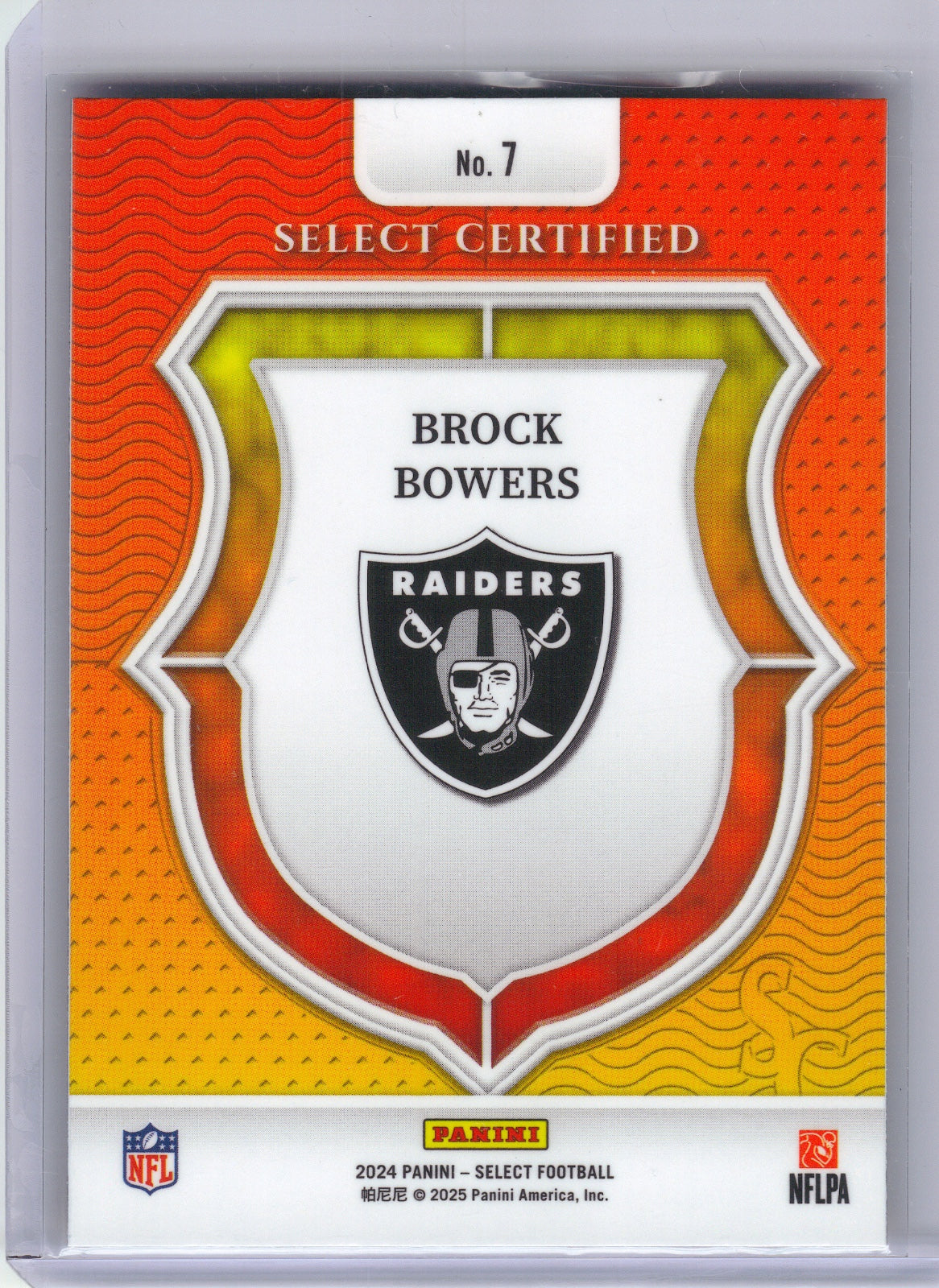 Brock Bowers Las Vegas Raiders 2024 Panini Select - Select Certified Rookies #7 (Back)