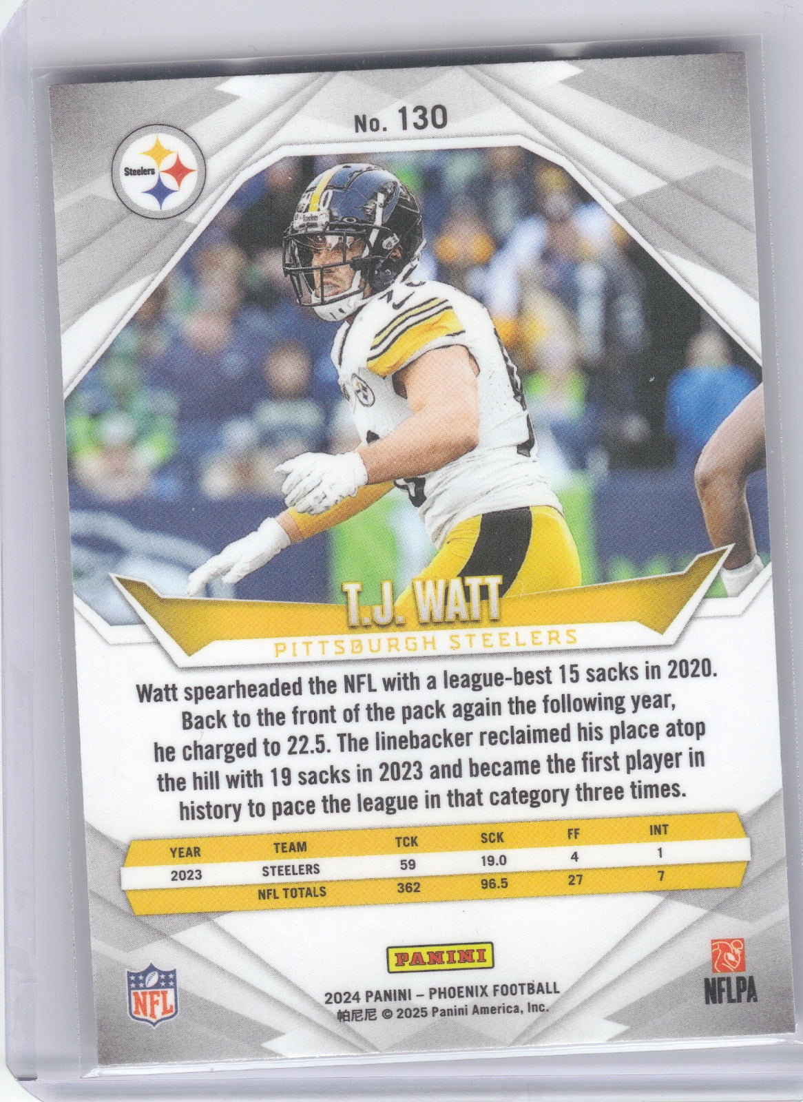 T.J. Watt Pittsburgh Steelers 2024 Panini Phoenix - International #130 (Back)
