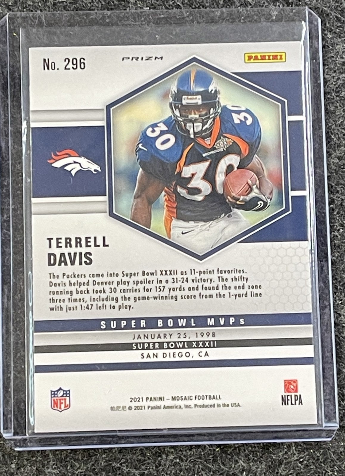 2021 Panini Mosaic #296 Terrell Davis Super Bowl MVPs Reactive Orange Denver Broncos back