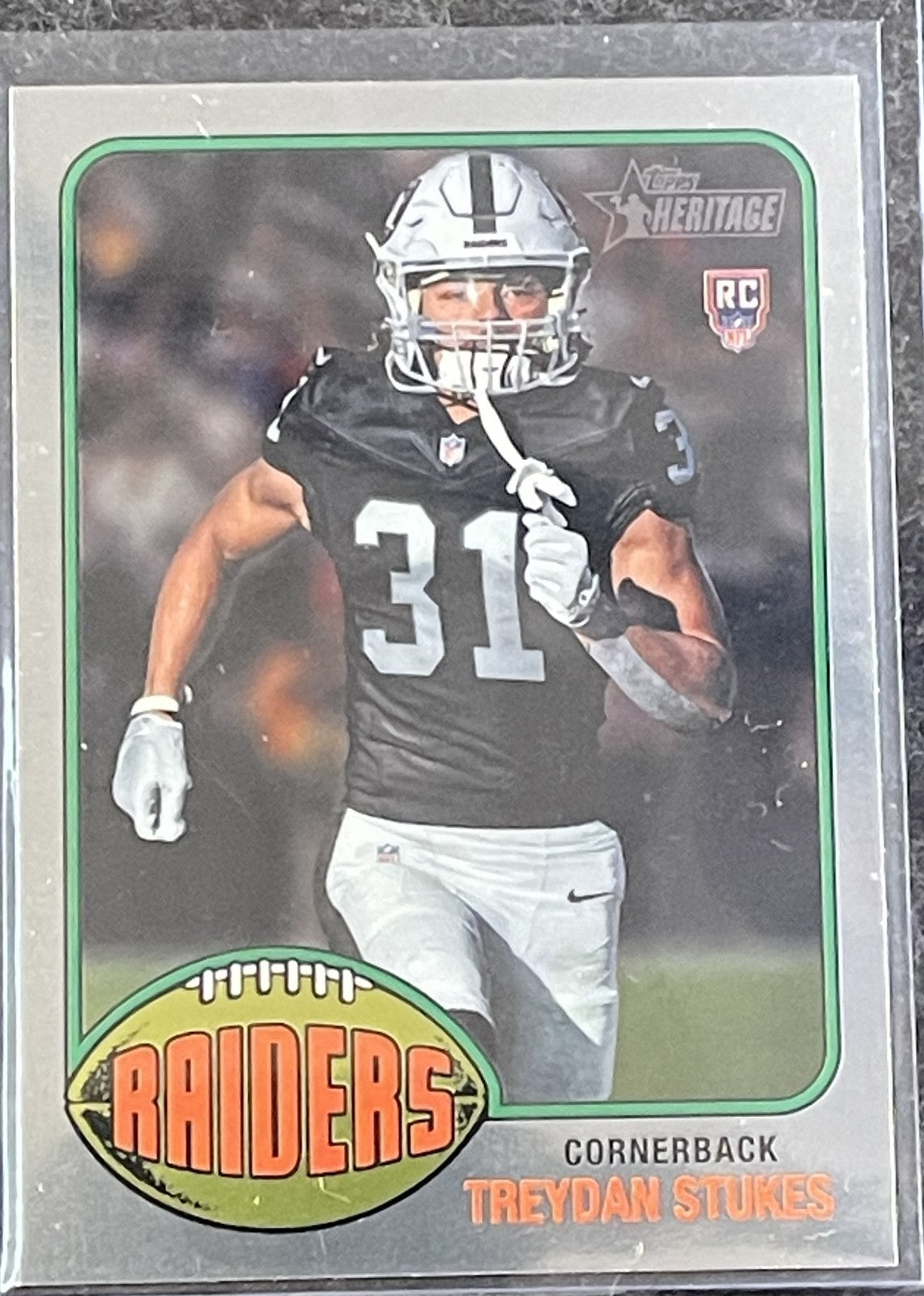 2026 Topps Heritage #306 Treydan Stukes Chrome Las Vegas Raiders RC