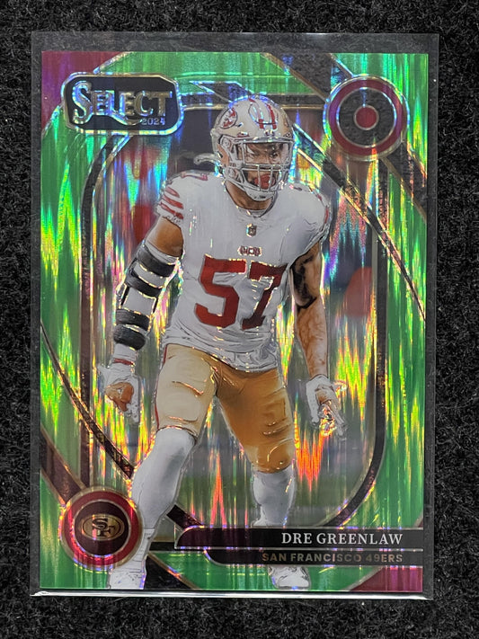 2024 Panini Select #252 Dre Greenlaw Neon Green Prizm Shock #/499 49ers SN