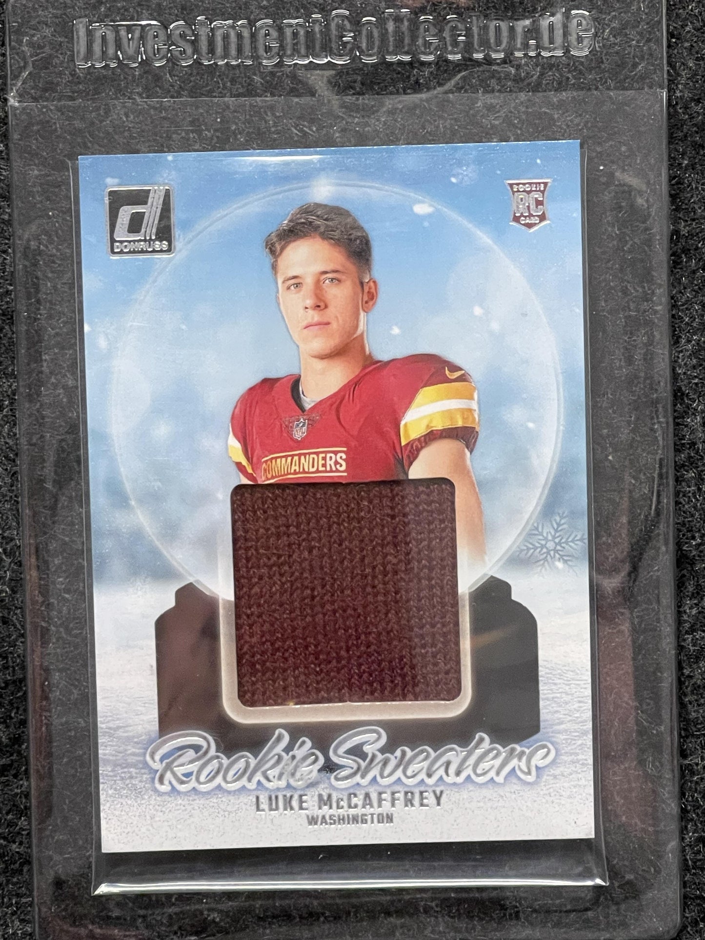 2024 Donruss #RHS-LMC Luke McCaffrey Rookie Holiday Sweater Commanders