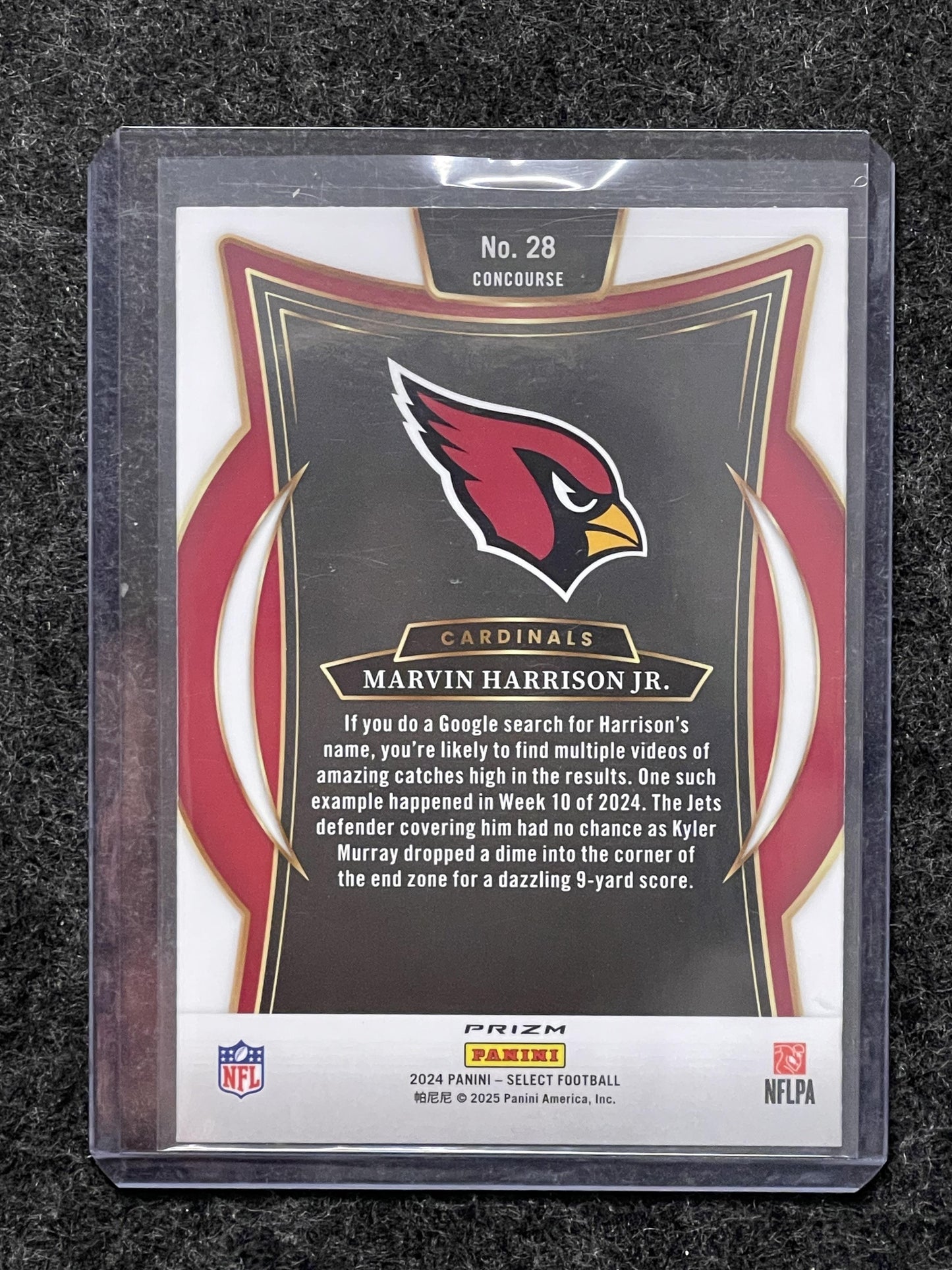 2024 Panini Select #28 Marvin Harrison Jr. Silver Prizm Arizona Cardinals RC