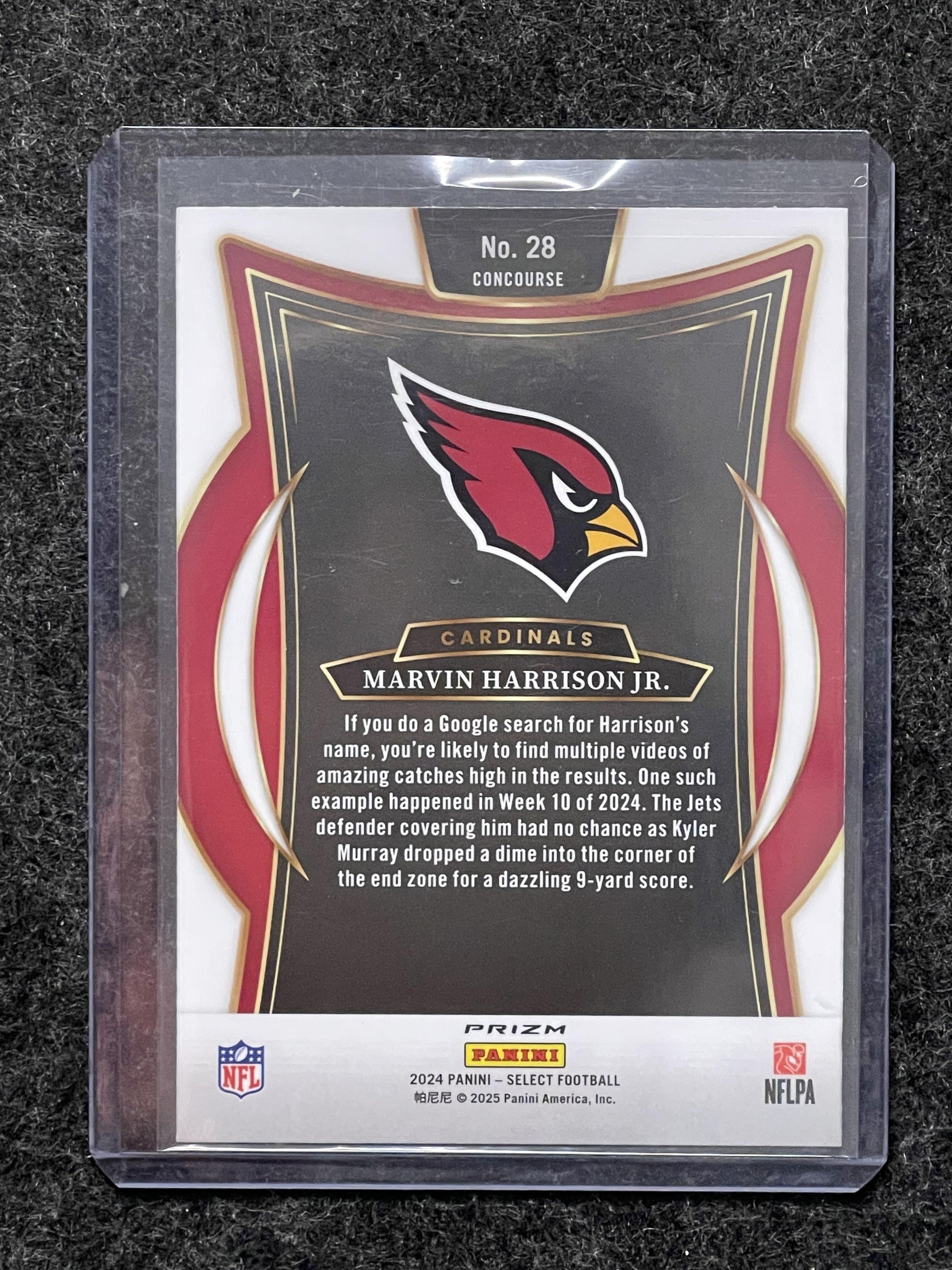 2024 Panini Select #28 Marvin Harrison Jr. Silver Prizm Arizona Cardinals RC