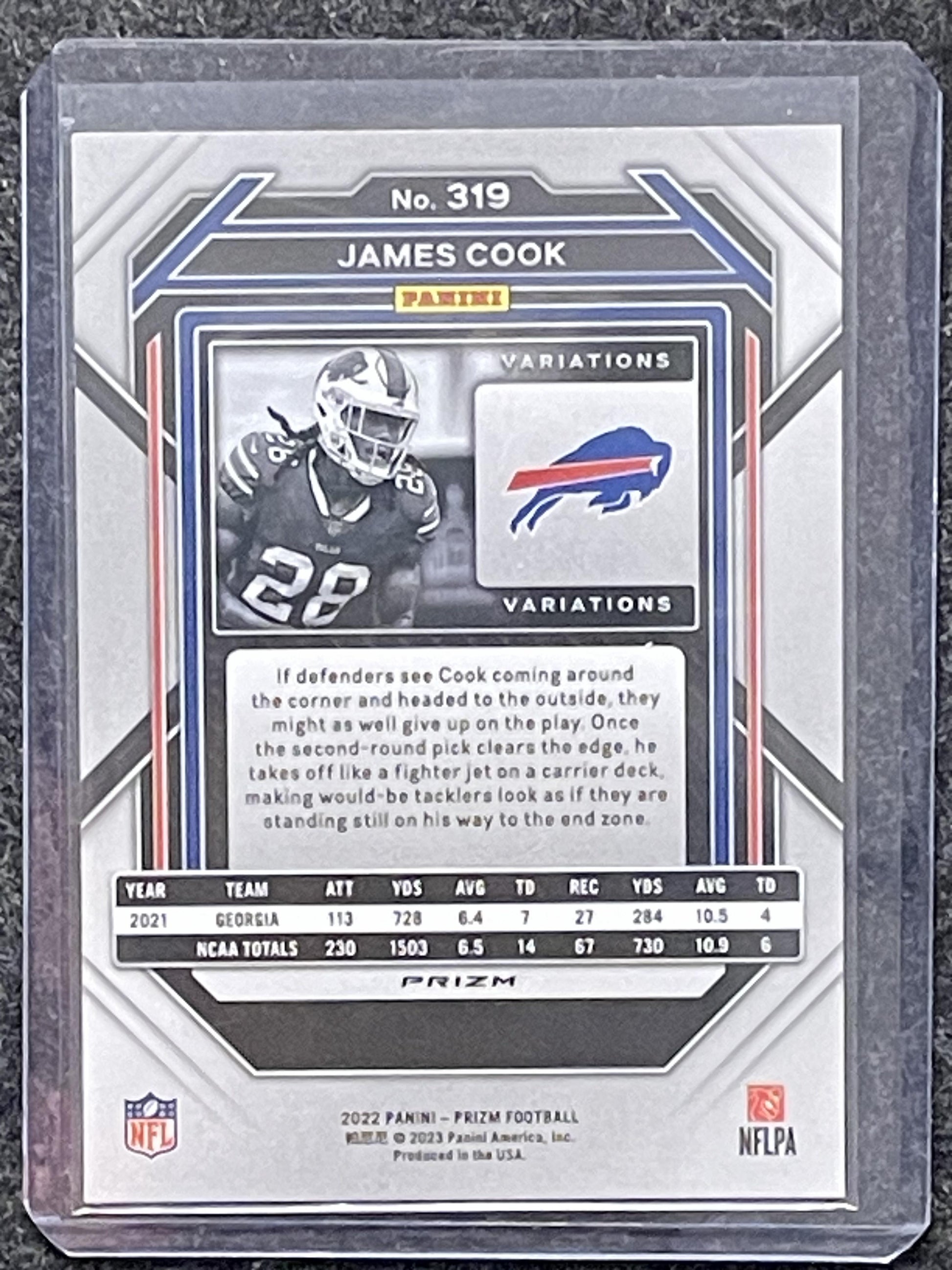 2022 Panini Prizm #319 James Cook Silver Negative Buffalo Bills RC