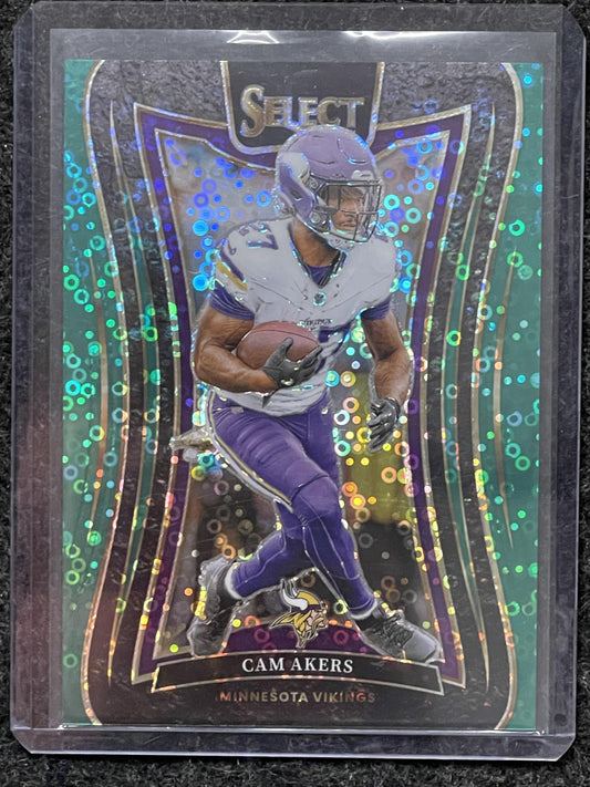 2024 Panini Select #315 Cam Akers Green Disco Prizm #/5 Minnesota Vikings SN