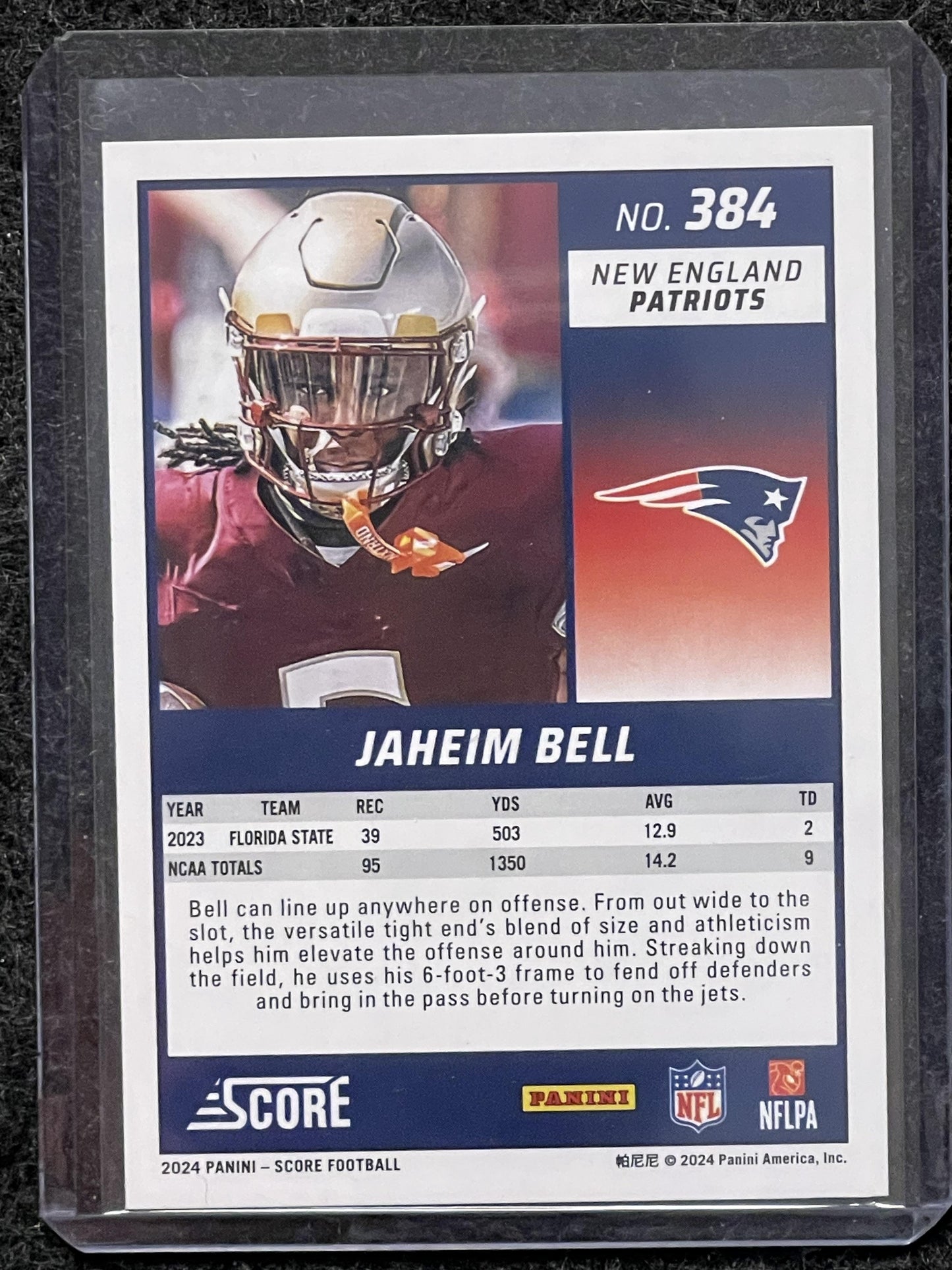 2024 Score #384 Jaheim Bell New England Patriots RC