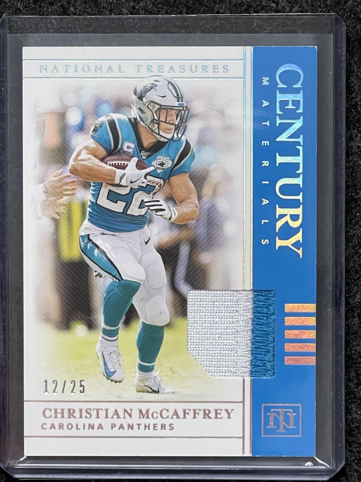 2019 Panini National Treasures #CM-25 Christian McCaffrey Holo Silver #/25