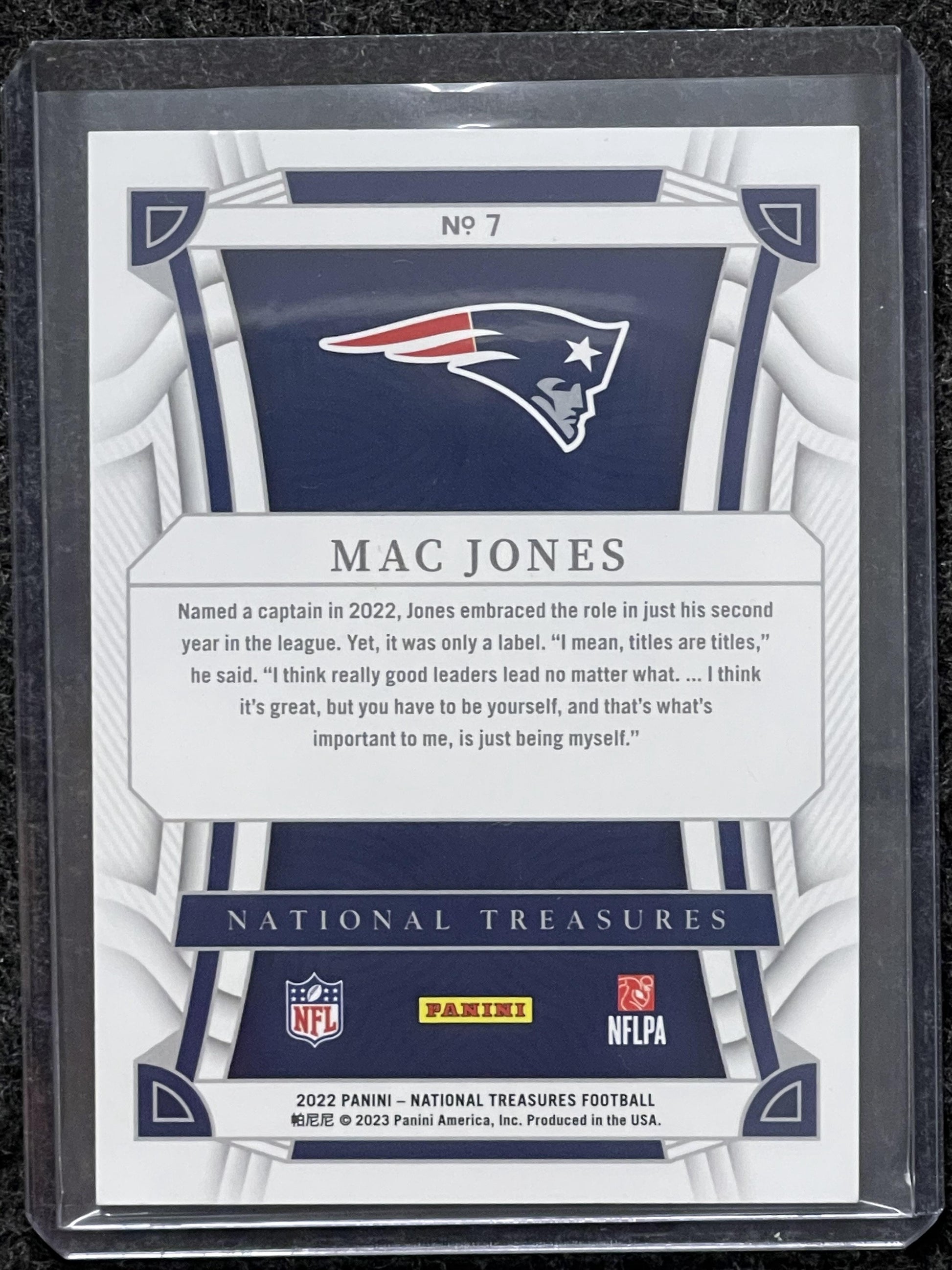 2022 Panini National Treasures #7 Mac Jones Gold #/35 New England Patriots SN