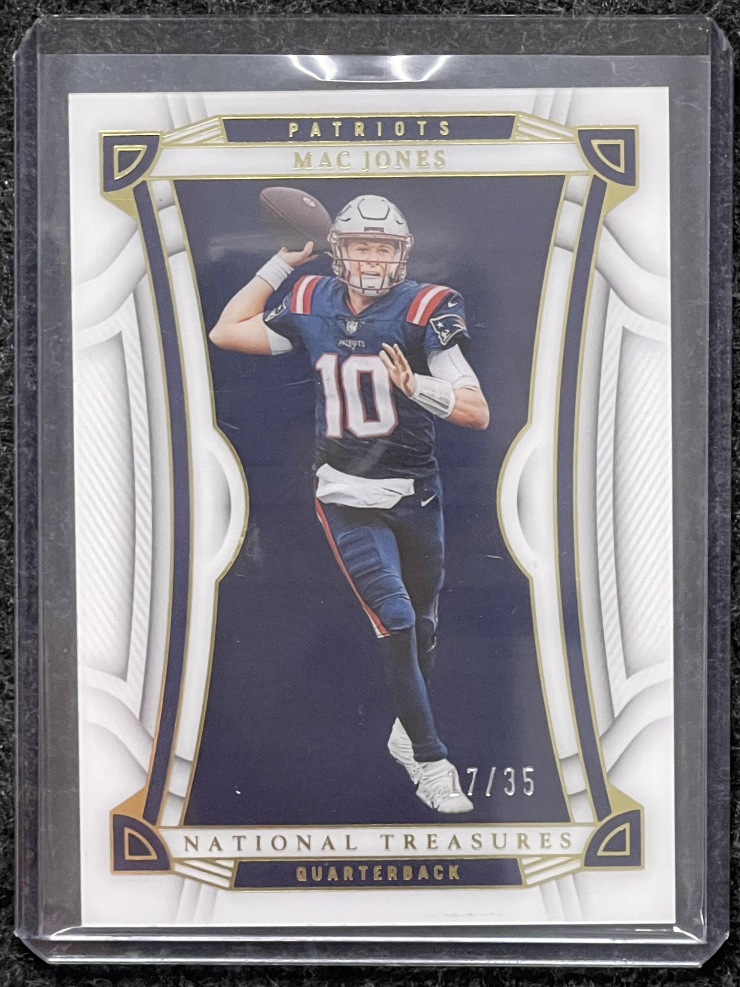 2022 Panini National Treasures #7 Mac Jones Gold #/35 New England Patriots SN