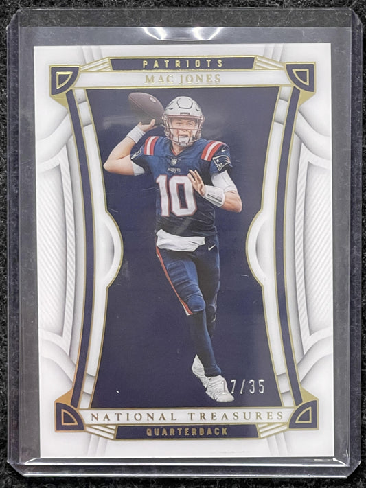 2022 Panini National Treasures #7 Mac Jones Gold #/35 New England Patriots SN