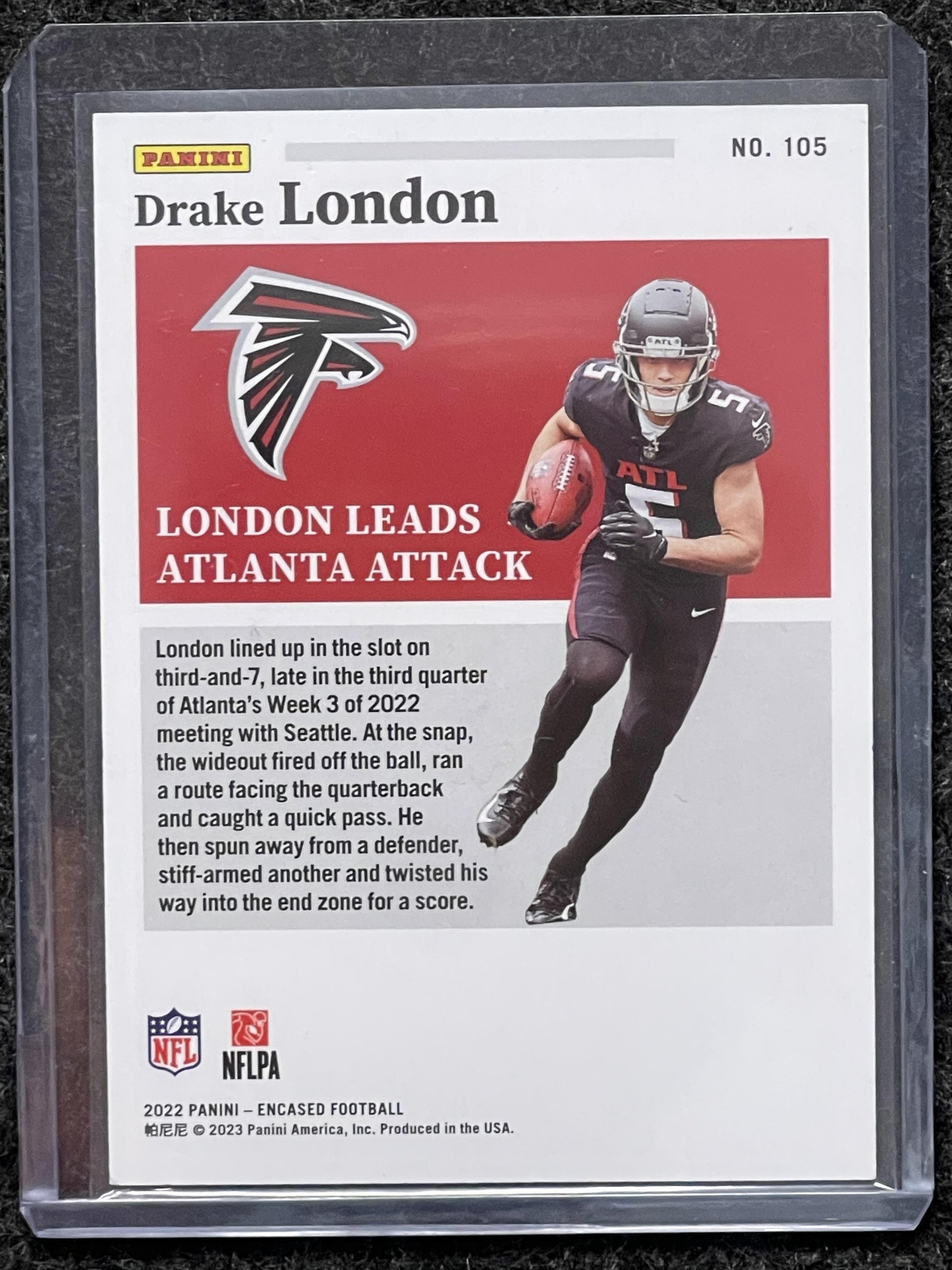 2022 Panini Encased #105 Drake London Gold #/10 Atlanta Falcons SN,RC