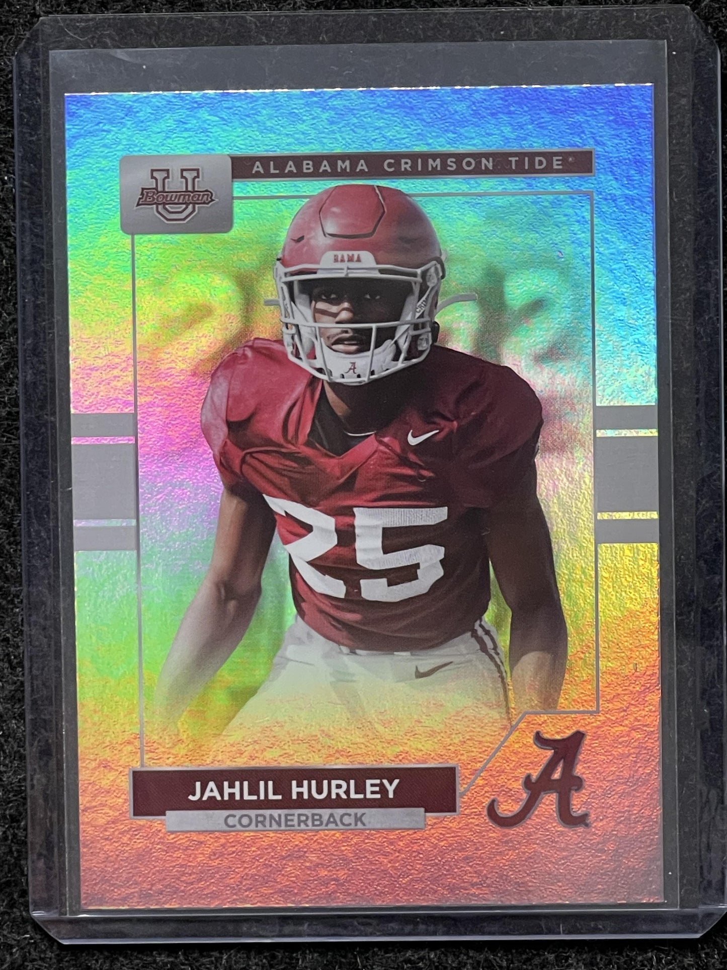 2023 Bowman University Alabama Crimson Tide #63 Jahlil Hurley Rainbow Foil