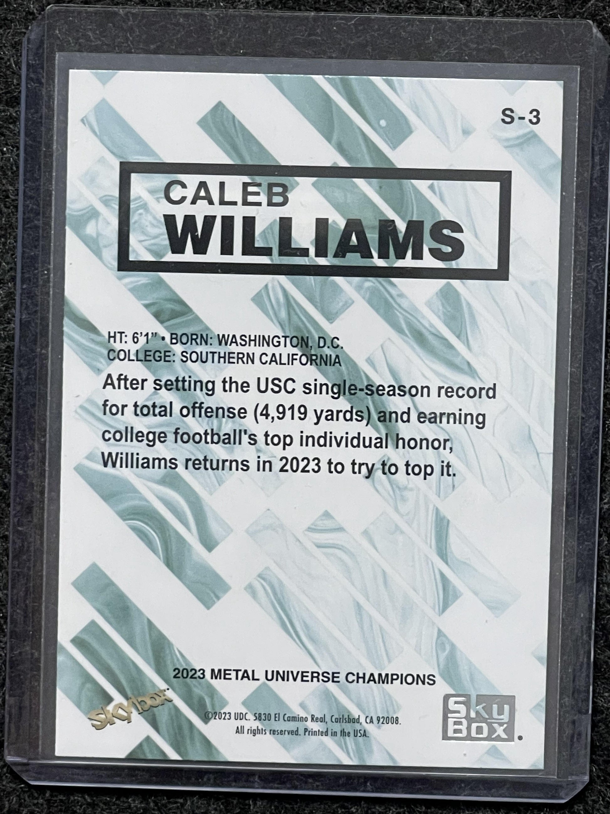2023 SkyBox Metal Universe Champions #S-3 Caleb Williams SkyBox Premium