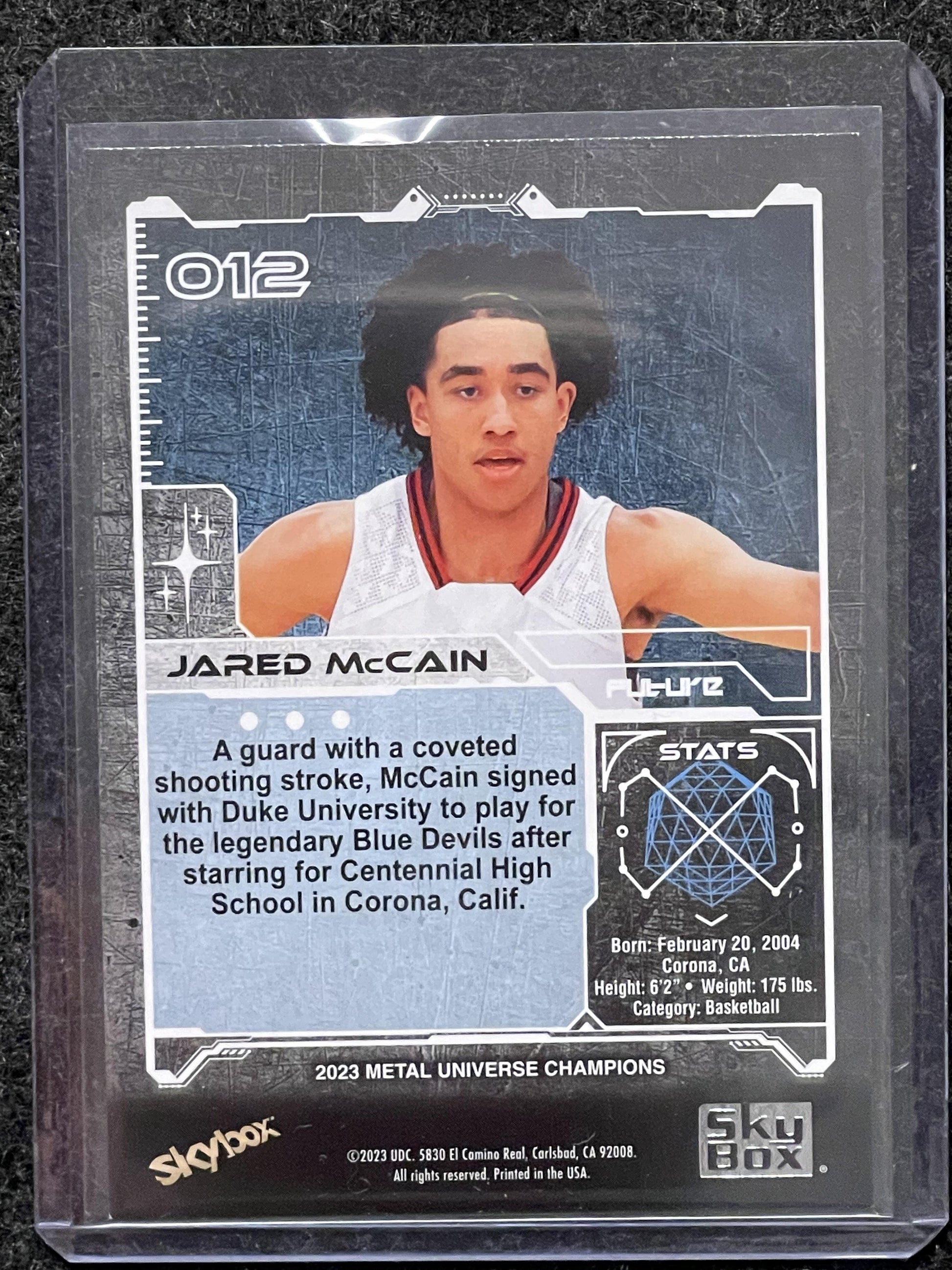 2023 SkyBox Metal Universe Champions #012 Jared McCain Duke Blue Devils
