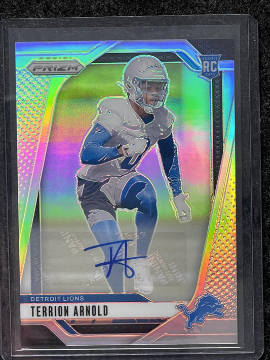 2024 Panini Prizm #389 Terrion Arnold Autographs Silver Prizm Detroit Lions