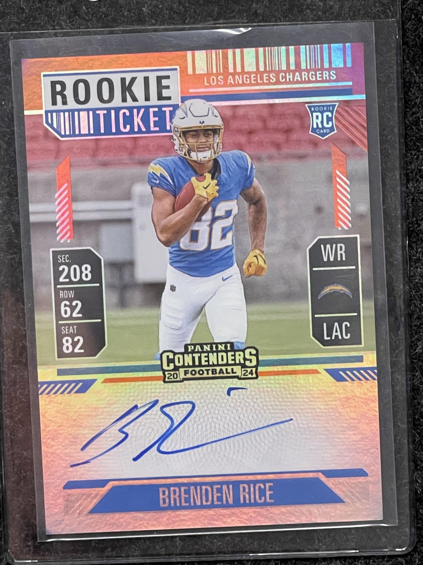 2024 Panini Contenders #134 Brenden Rice Red Zone Ticket FOTL Chargers