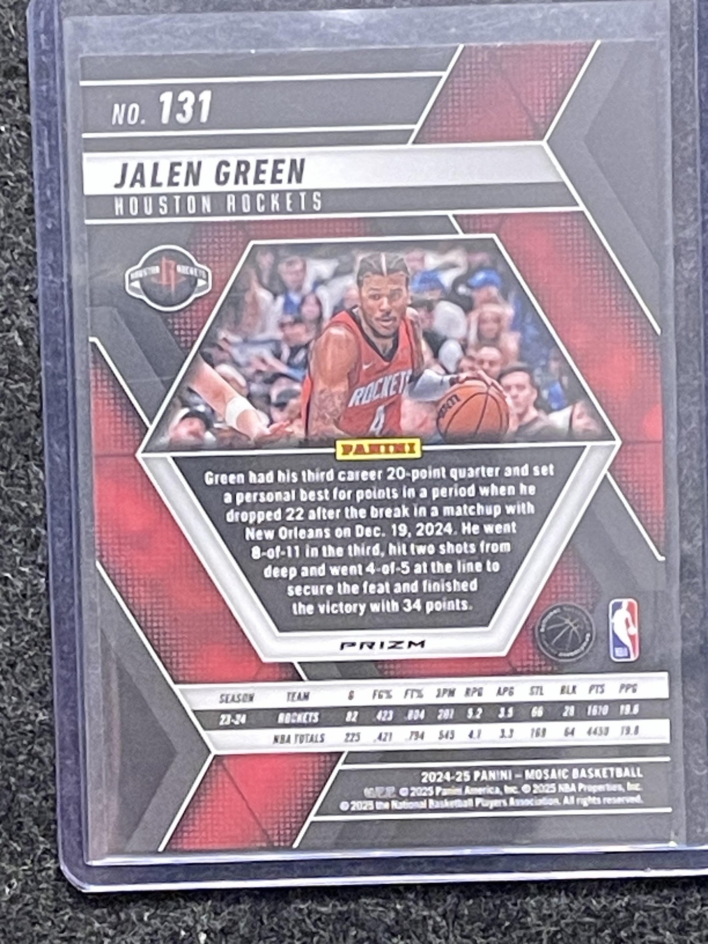 2024-25 Panini Mosaic #131 Jalen Green Honeycomb Mosaic Houston Rockets