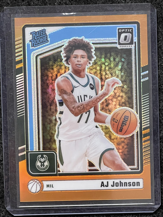 2024-25 Donruss Optic #277 AJ Johnson Hyper Blue #/175 Milwaukee Bucks SN,RC