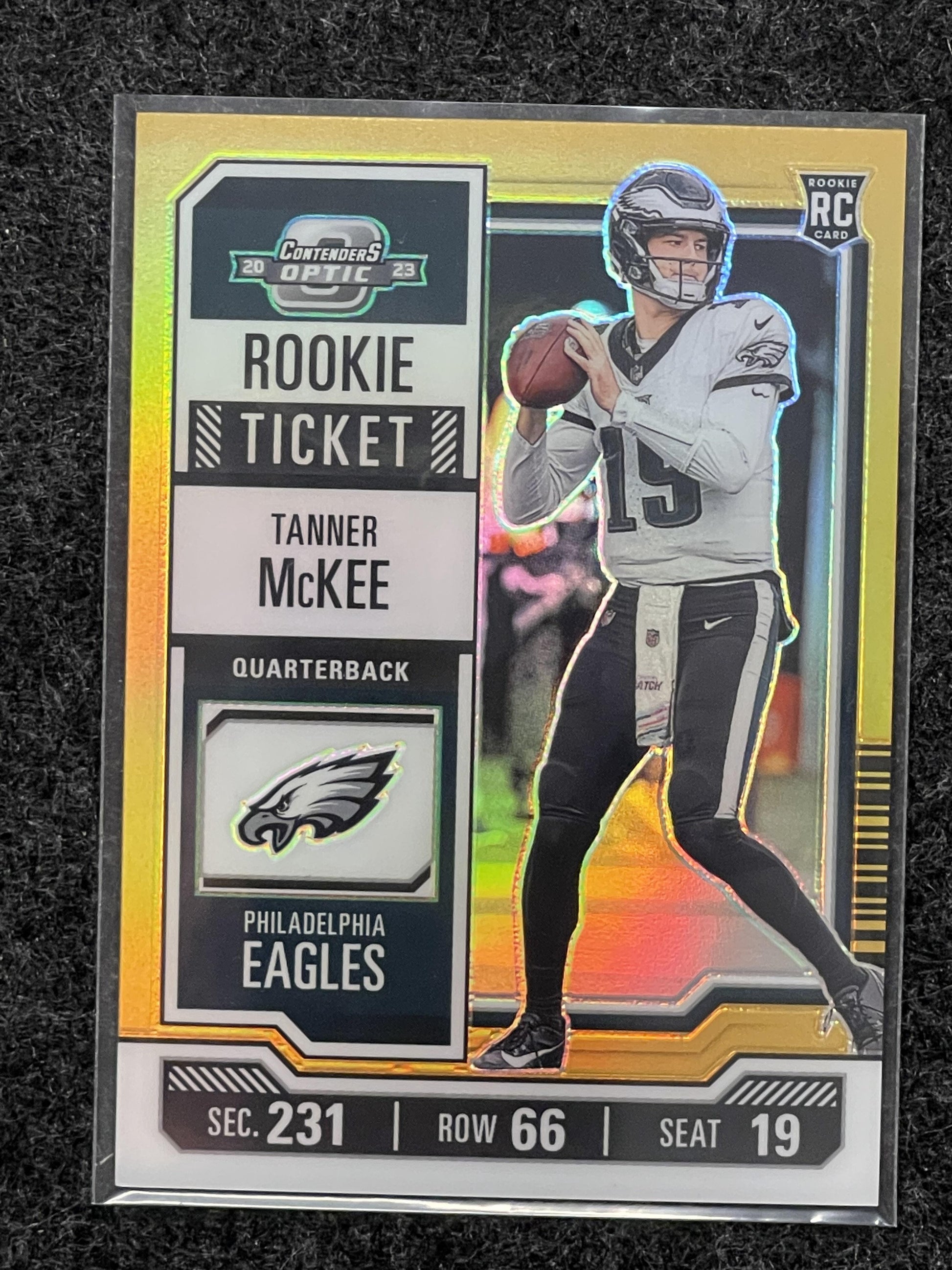 2023 Panini Contenders Optic #94 Tanner McKee Orange #/50 Philadelphia Eagles