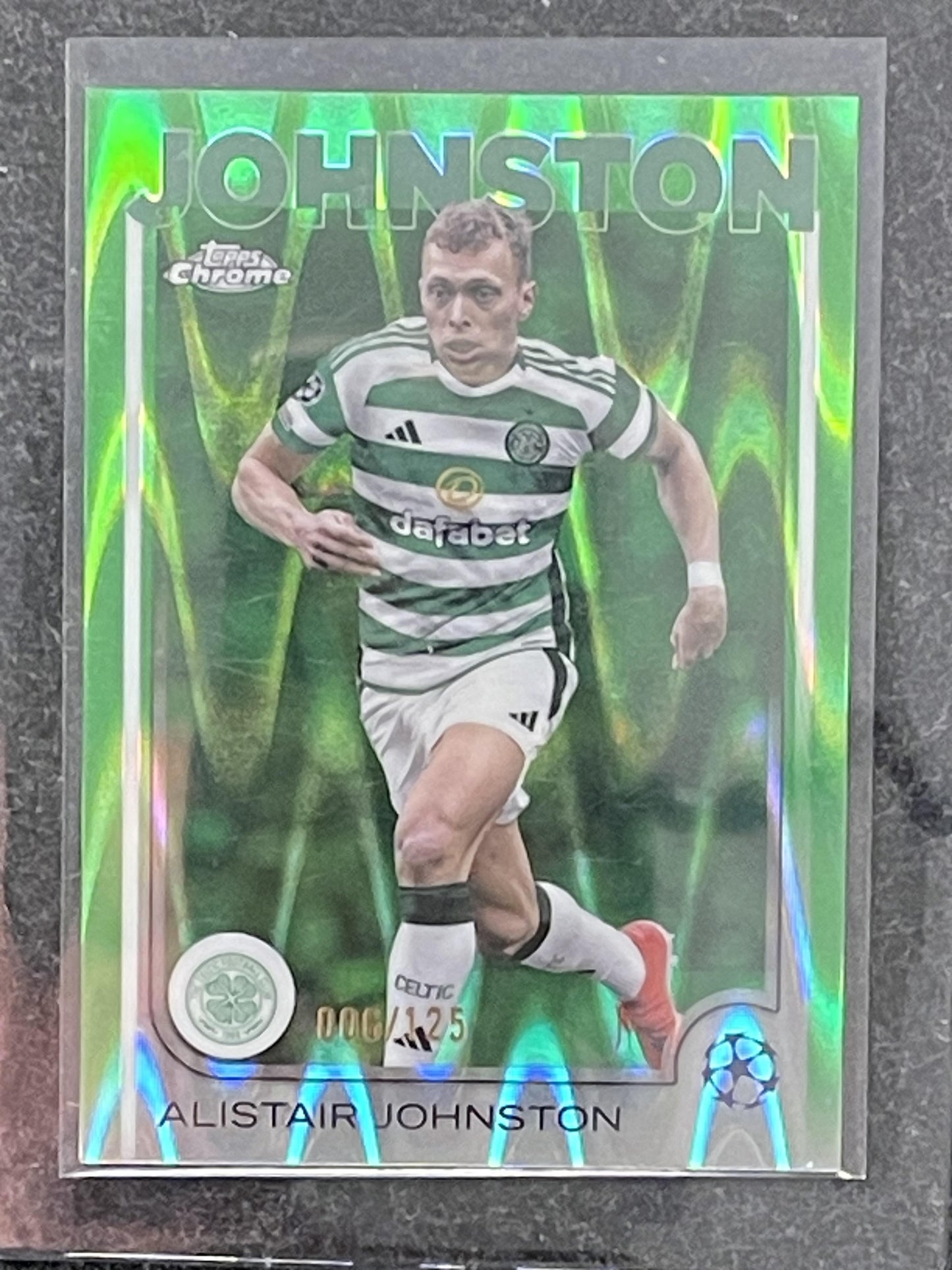 2024 Topps UCC #127 Alistair Johnston NeonGreen RayWave Refractor #/125 CelticFC