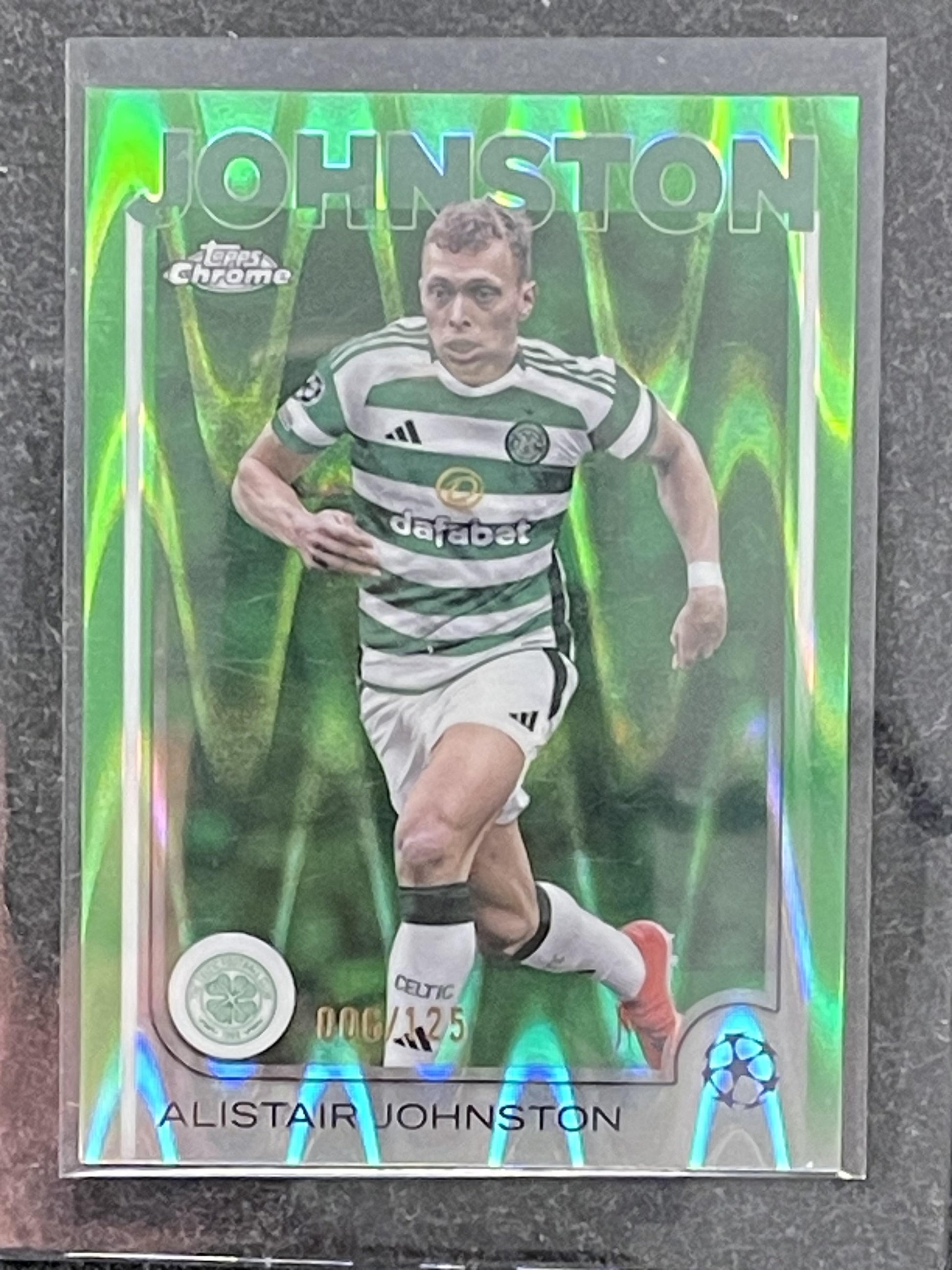 2024 Topps UCC #127 Alistair Johnston NeonGreen RayWave Refractor #/125 CelticFC
