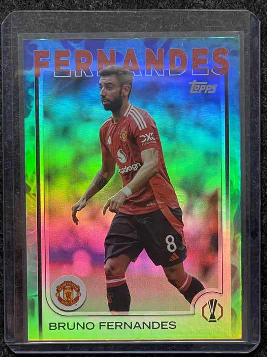 2024-25 Topps UCC #152 Bruno Fernandes Green Inferno Foil #/99 Manchester United
