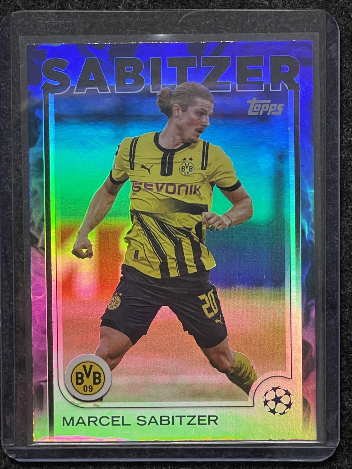 2024-25 Topps UCC #137 Marcel Sabitzer Purple Inferno Foil #/299 Dortmund
