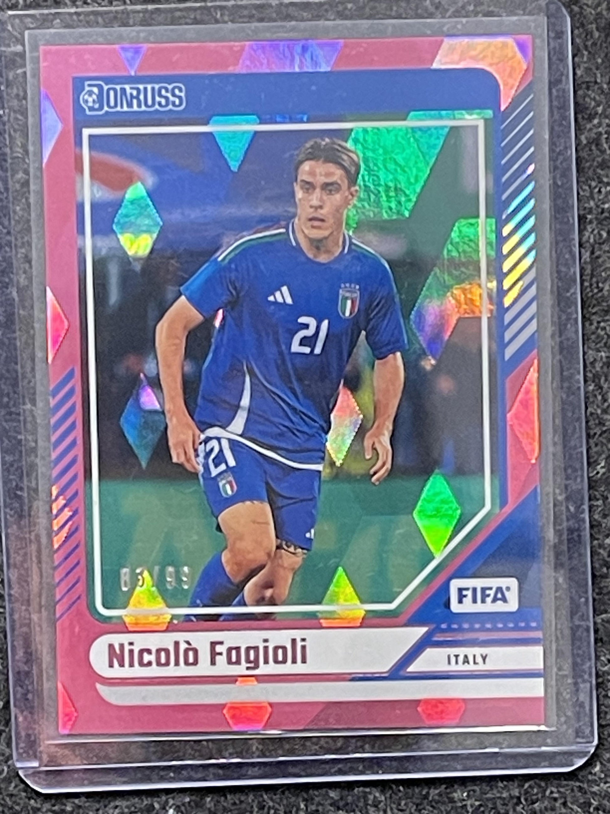 2024-25 Donruss #22 Nicolo Fagioli Pink Cubic #/99 Italy SN