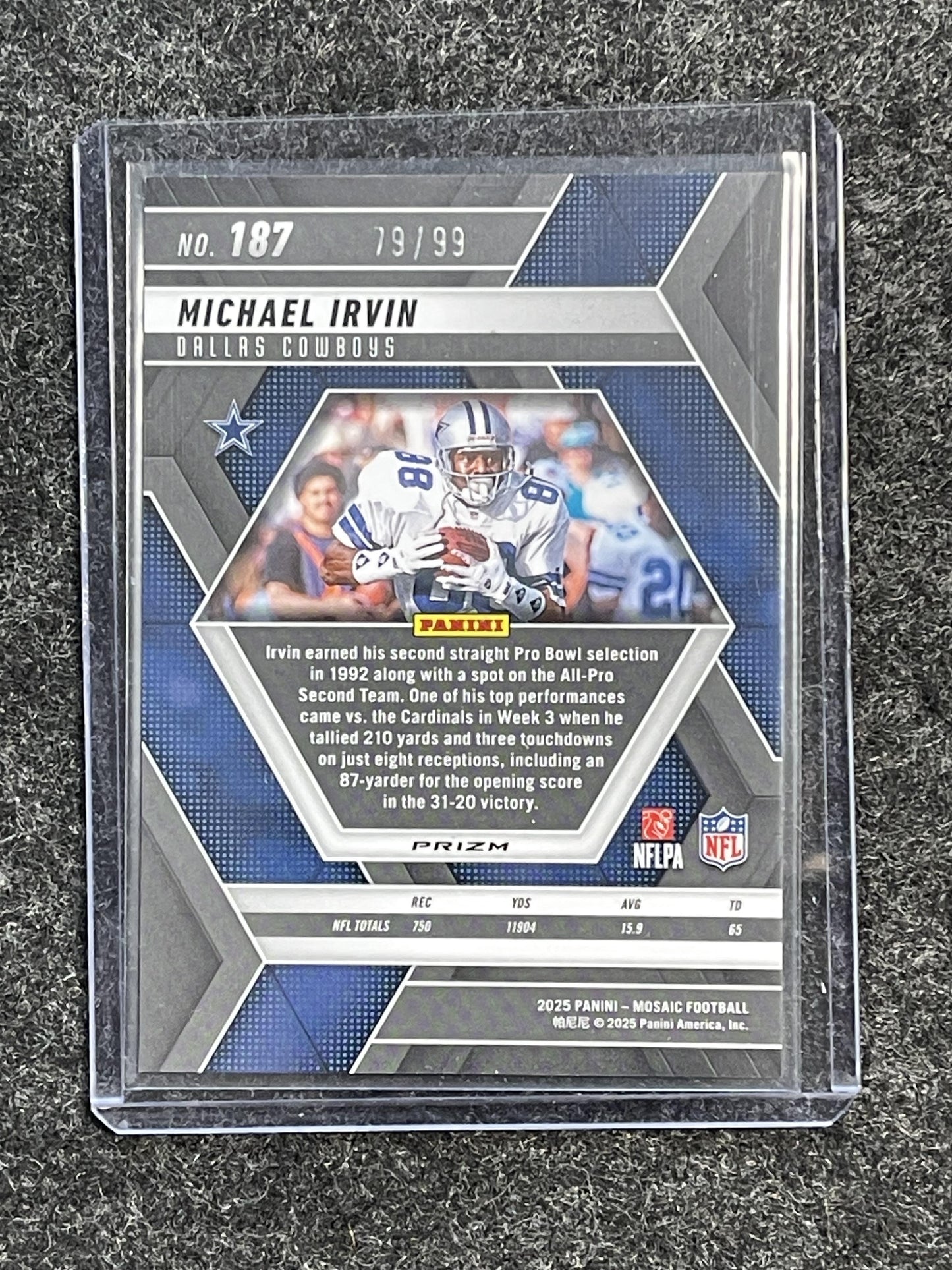 2025 Panini Mosaic #187 Michael Irvin Mosaic Blue #/99 Dallas Cowboys SN