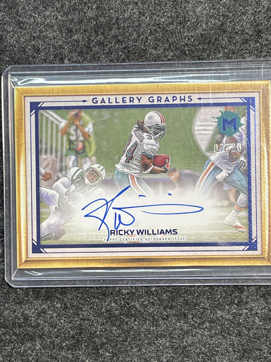 2023 Topps Motif #GG-RW Ricky Williams Gallery Graphs Blue #/20 Dolphins