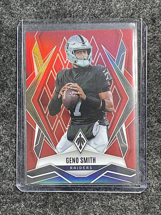 2025 Panini Phoenix #78 Geno Smith Red Seismic Prizm #/99 Las Vegas Raiders SN