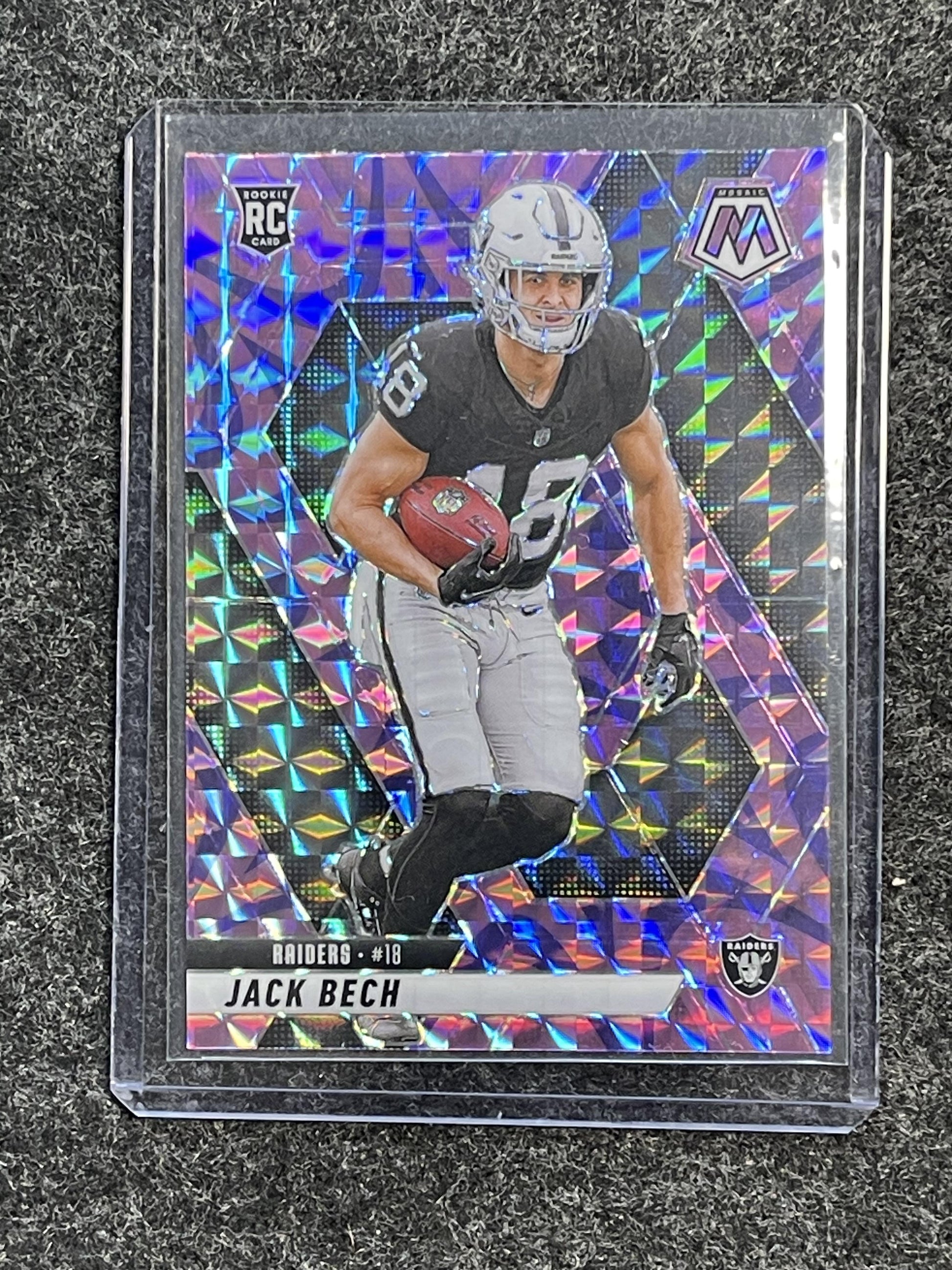 2025 Panini Mosaic #349 Jack Bech Mosaic Reactive Purple Las Vegas Raiders RC