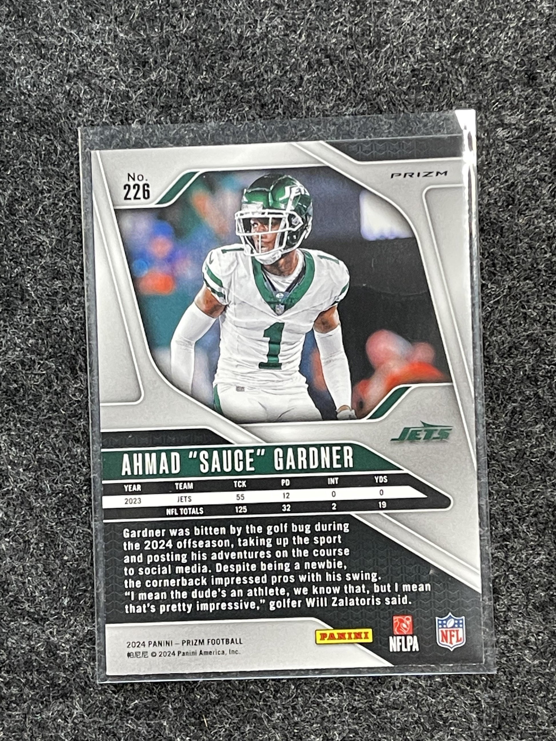 2024 Panini Prizm #226 Ahmad "Sauce" Gardner Black and White Checker Jets