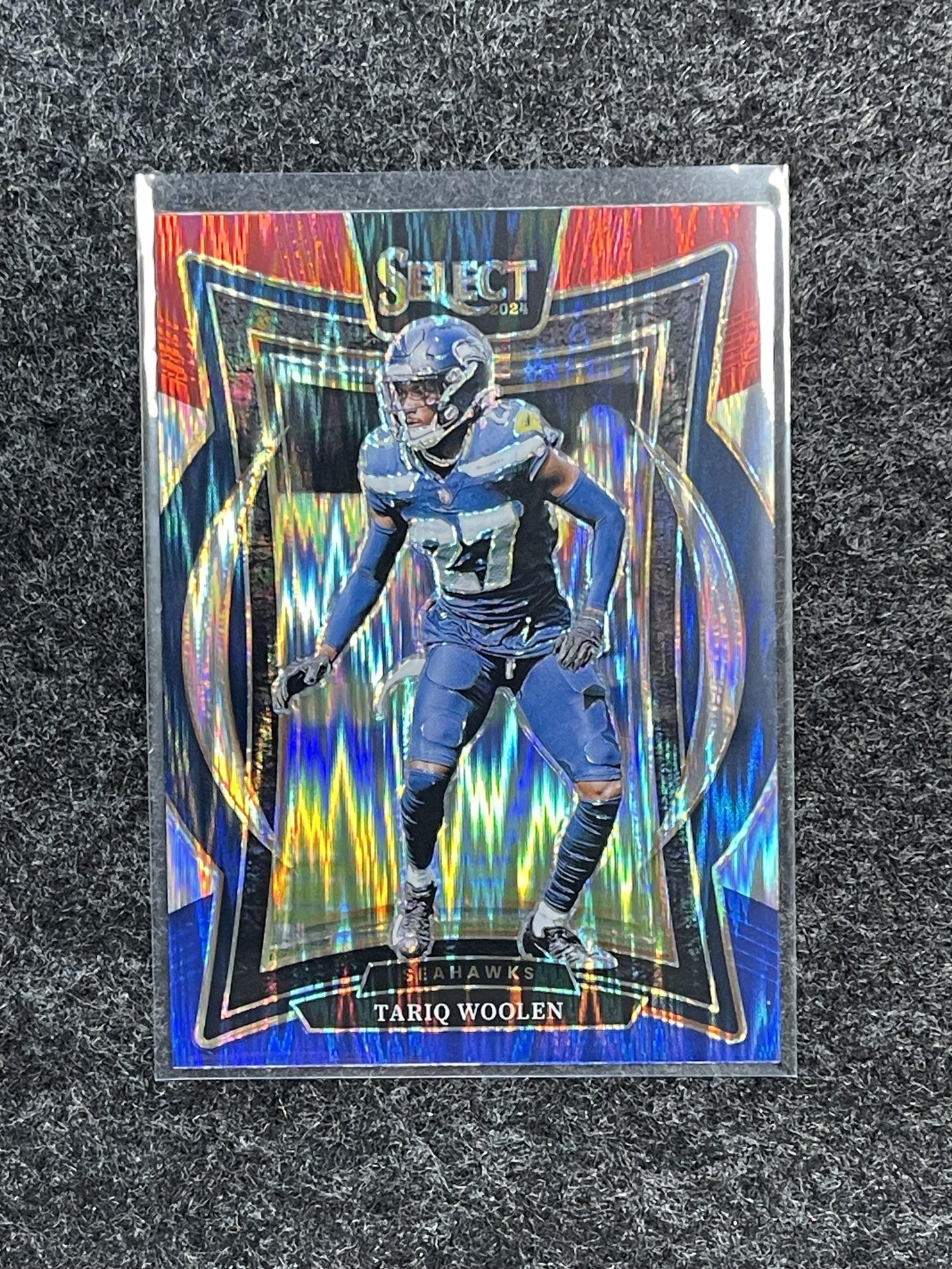 2024 Panini Select #95 Tariq Woolen Red & Blue Prizm Shock Seattle Seahawks