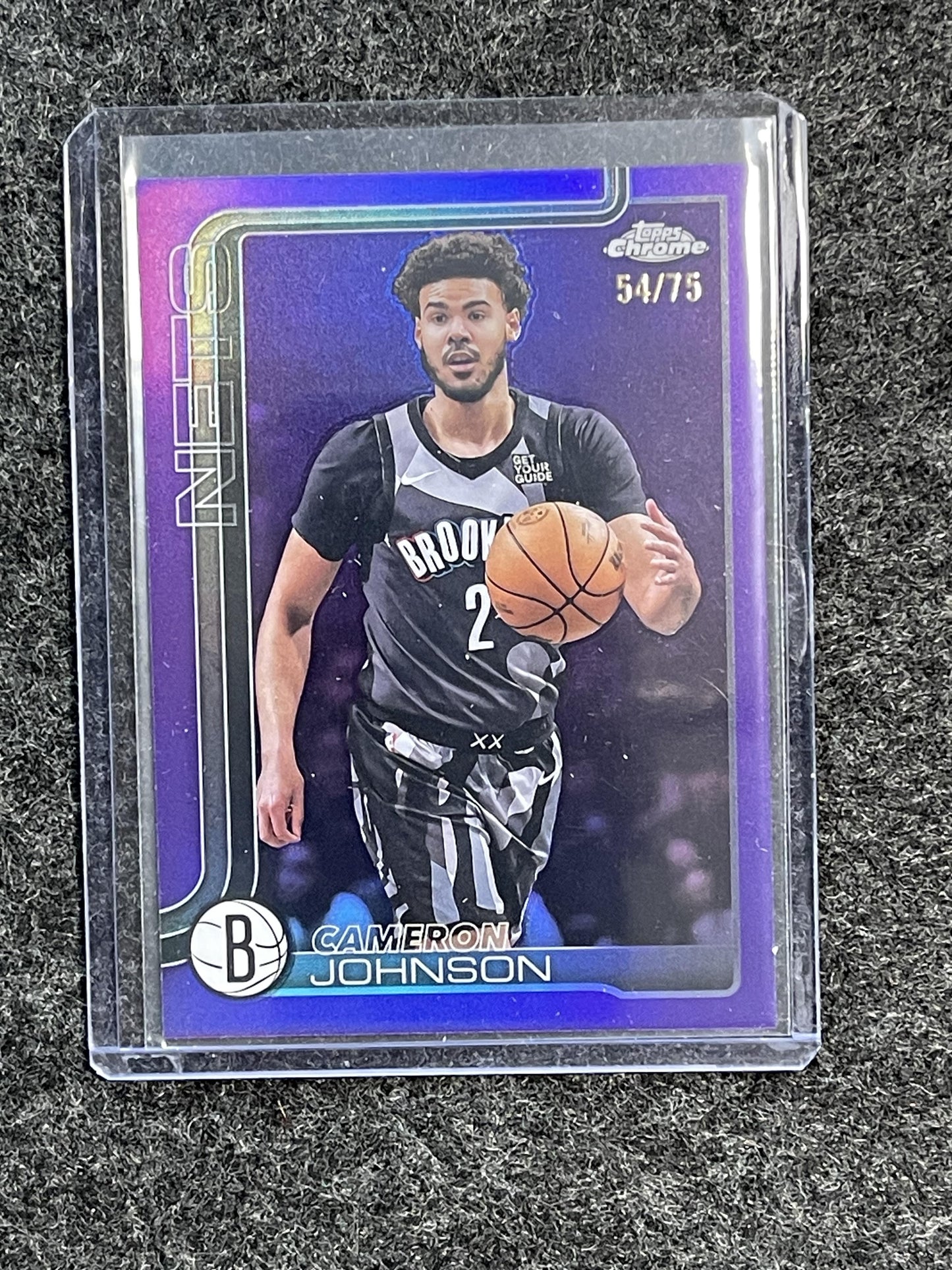 2025-26 Topps Chrome #84 Cameron Johnson Purple Refractor #/75 Brooklyn Nets SN