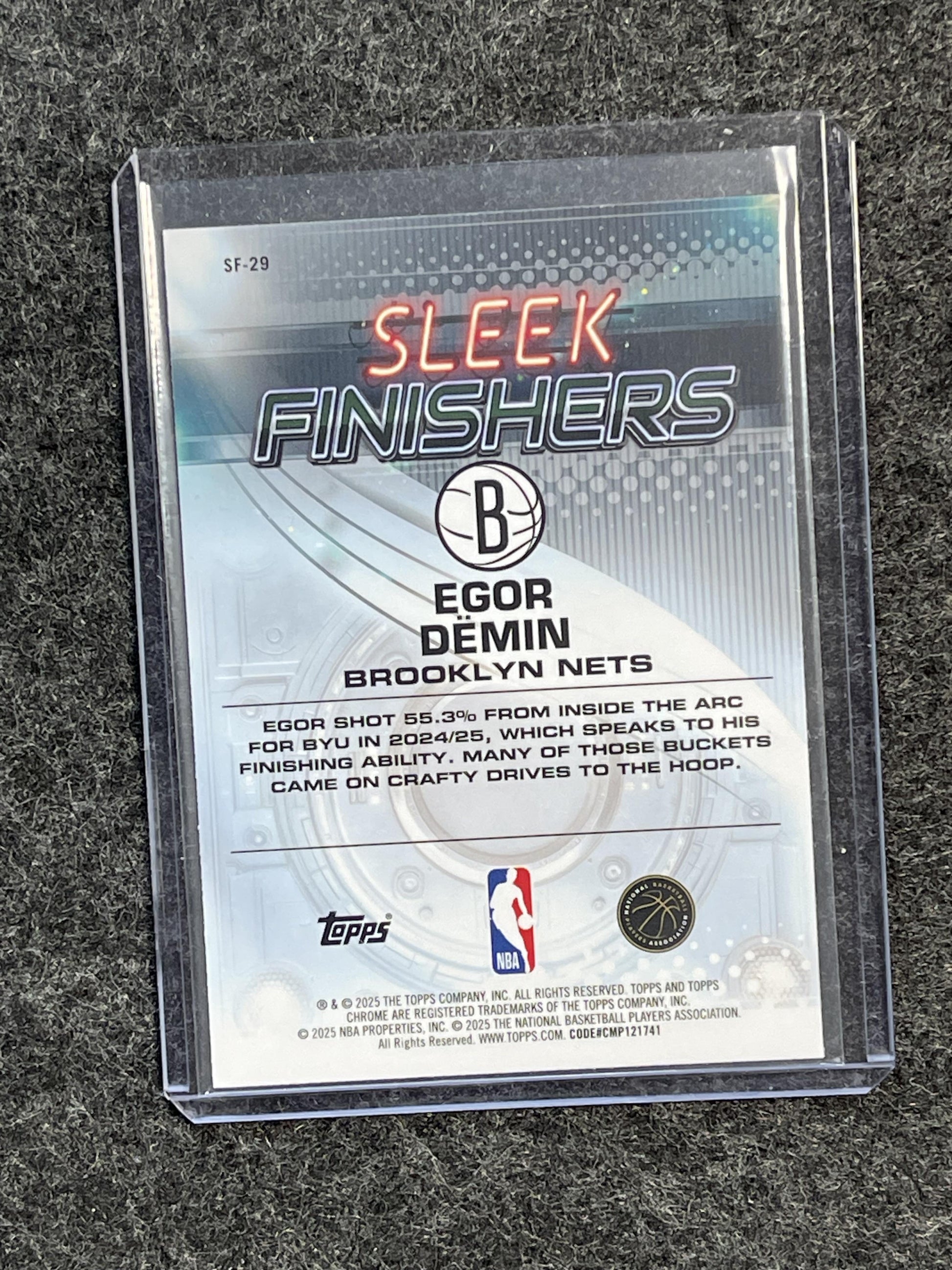 2025-26 Topps Chrome #SF-29 Egor Dëmin Sleek Finishers Brooklyn Nets
