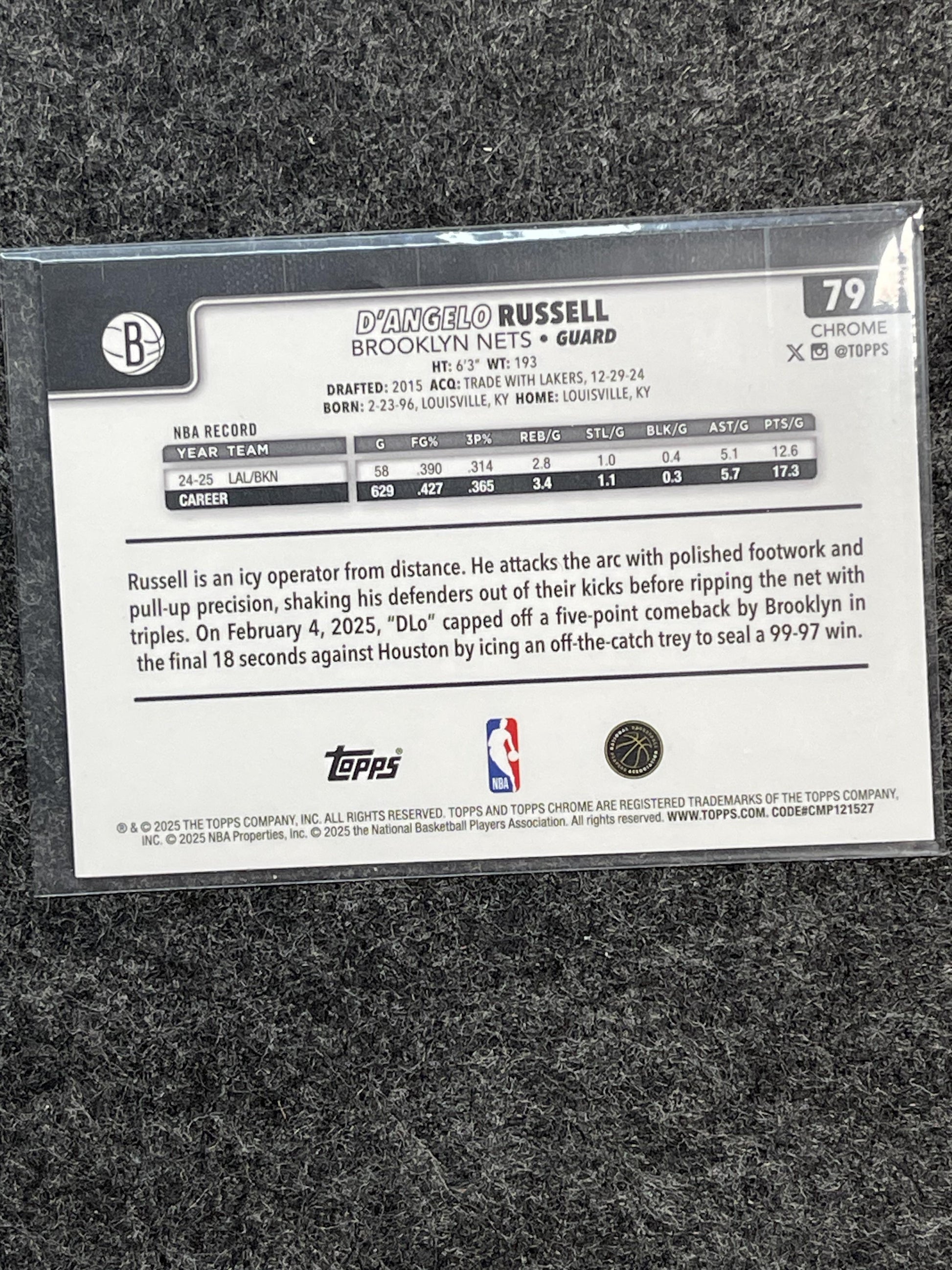 2025-26 Topps Chrome #79 D'Angelo Russell Prism Refractor Brooklyn Nets