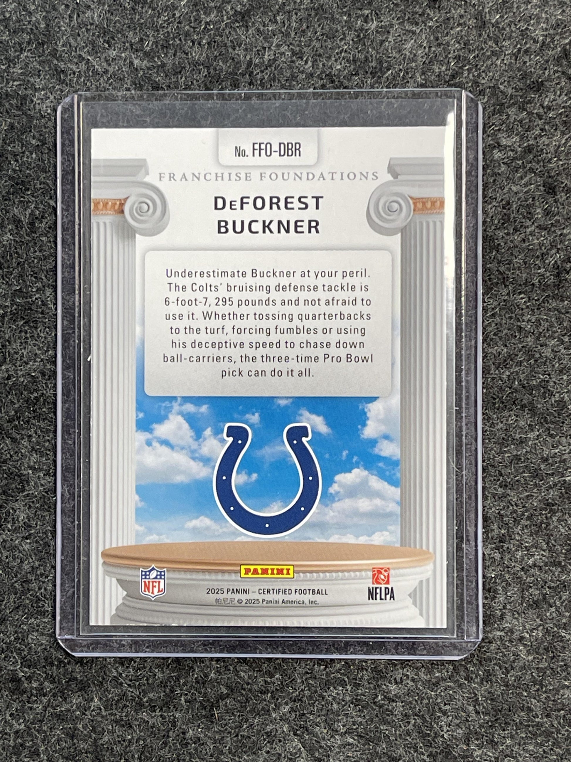 2025 Panini Certified #FFO-DBR DeForest Buckner Foundations Mirror Purple #/299