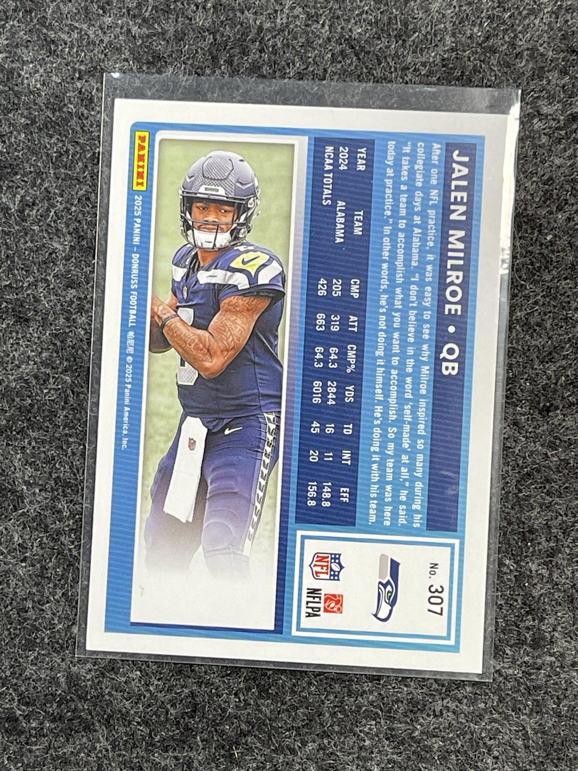 2025 Donruss #307 Jalen Milroe Seattle Seahawks RC