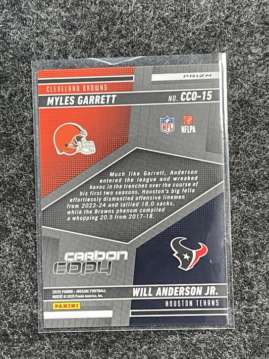 2025 Panini Mosaic #CCO-15 Myles Garrett / Will Anderson Jr. Carbon Copy Mosaic