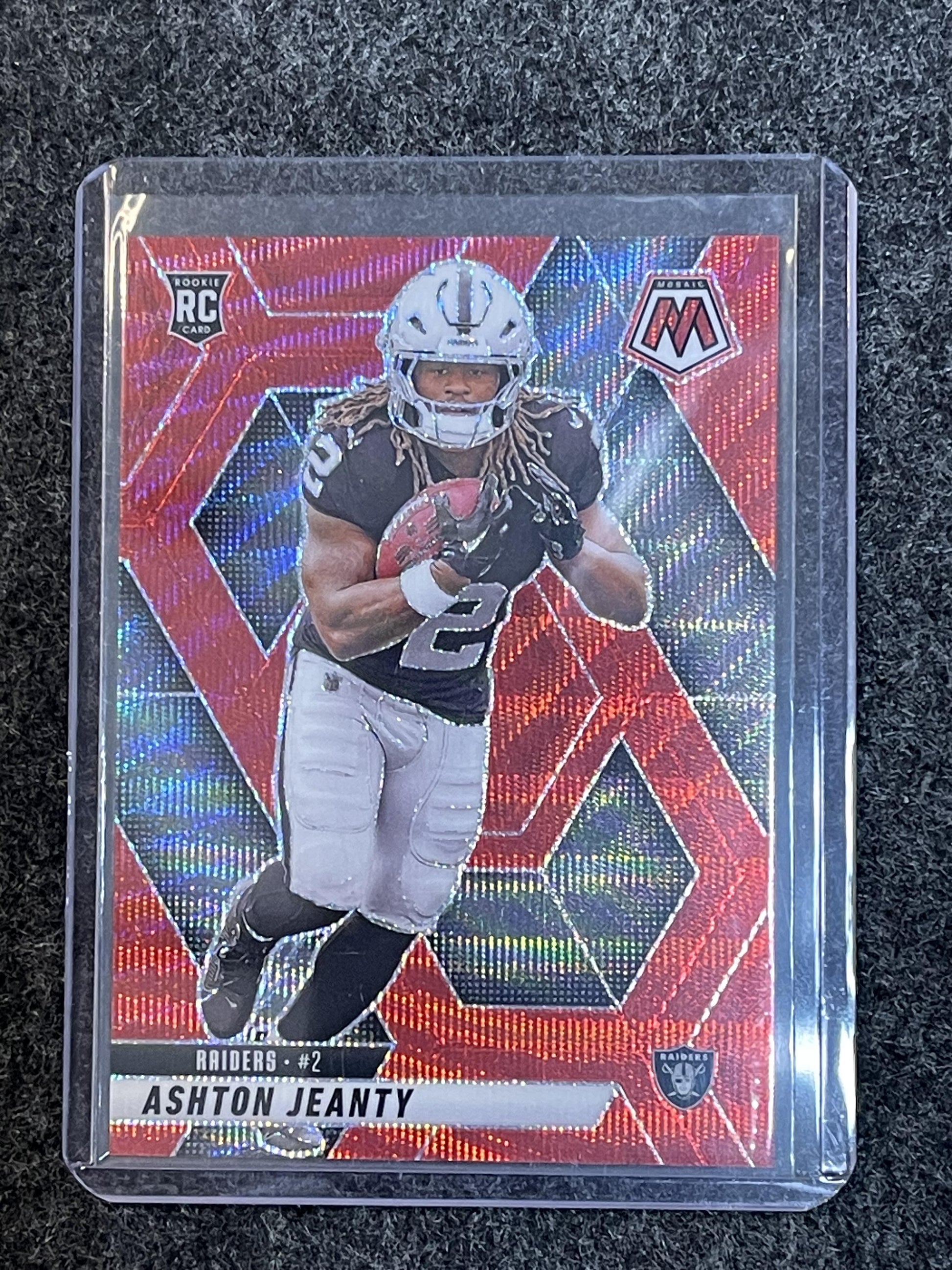 2025 Panini Mosaic #287 Ashton Jeanty Mosaic Red Wave #/29 Las Vegas Raiders RC
