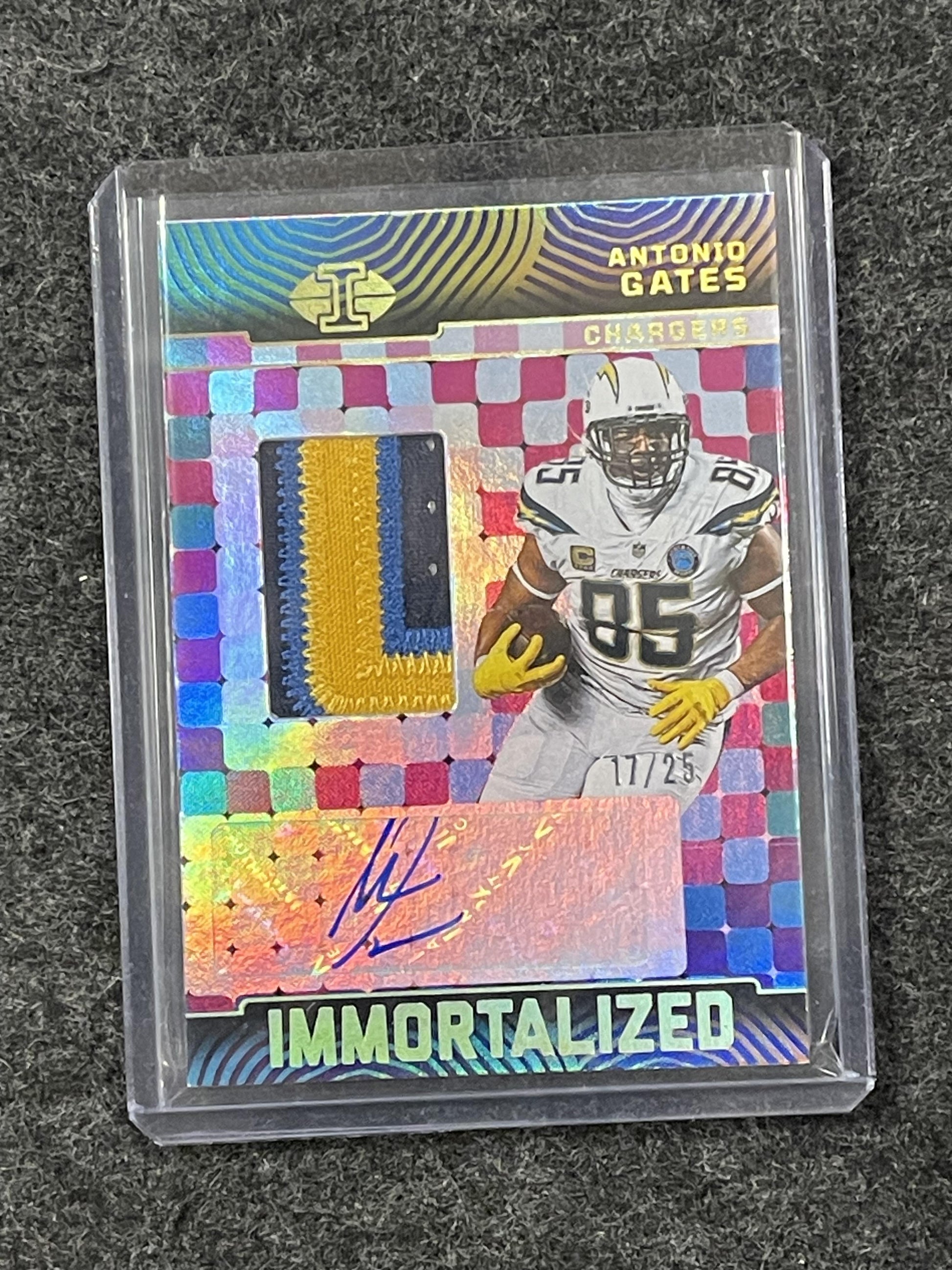 2024 Panini Illusions #IJA-AGS Antonio Gates Immortalized Jersey Auto Gold #/25