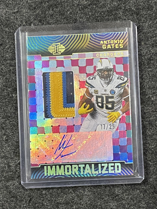 2024 Panini Illusions #IJA-AGS Antonio Gates Immortalized Jersey Auto Gold #/25