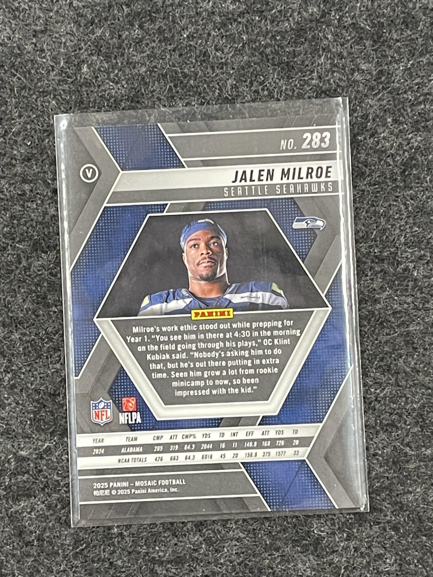 2025 Panini Mosaic #283 Jalen Milroe Seattle Seahawks RC