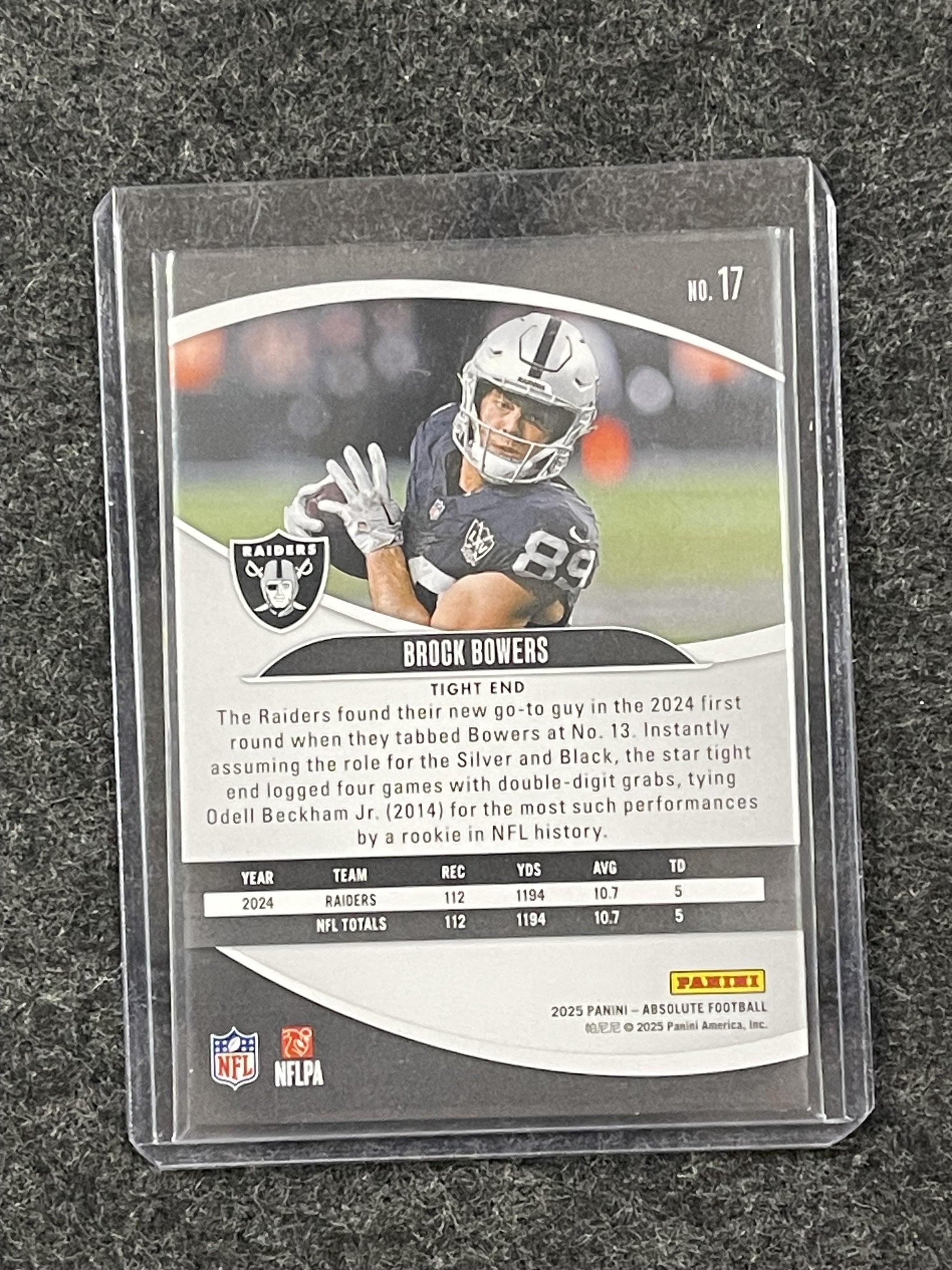 2025 Panini Absolute #17 Brock Bowers Las Vegas Raiders Hobby 55pt