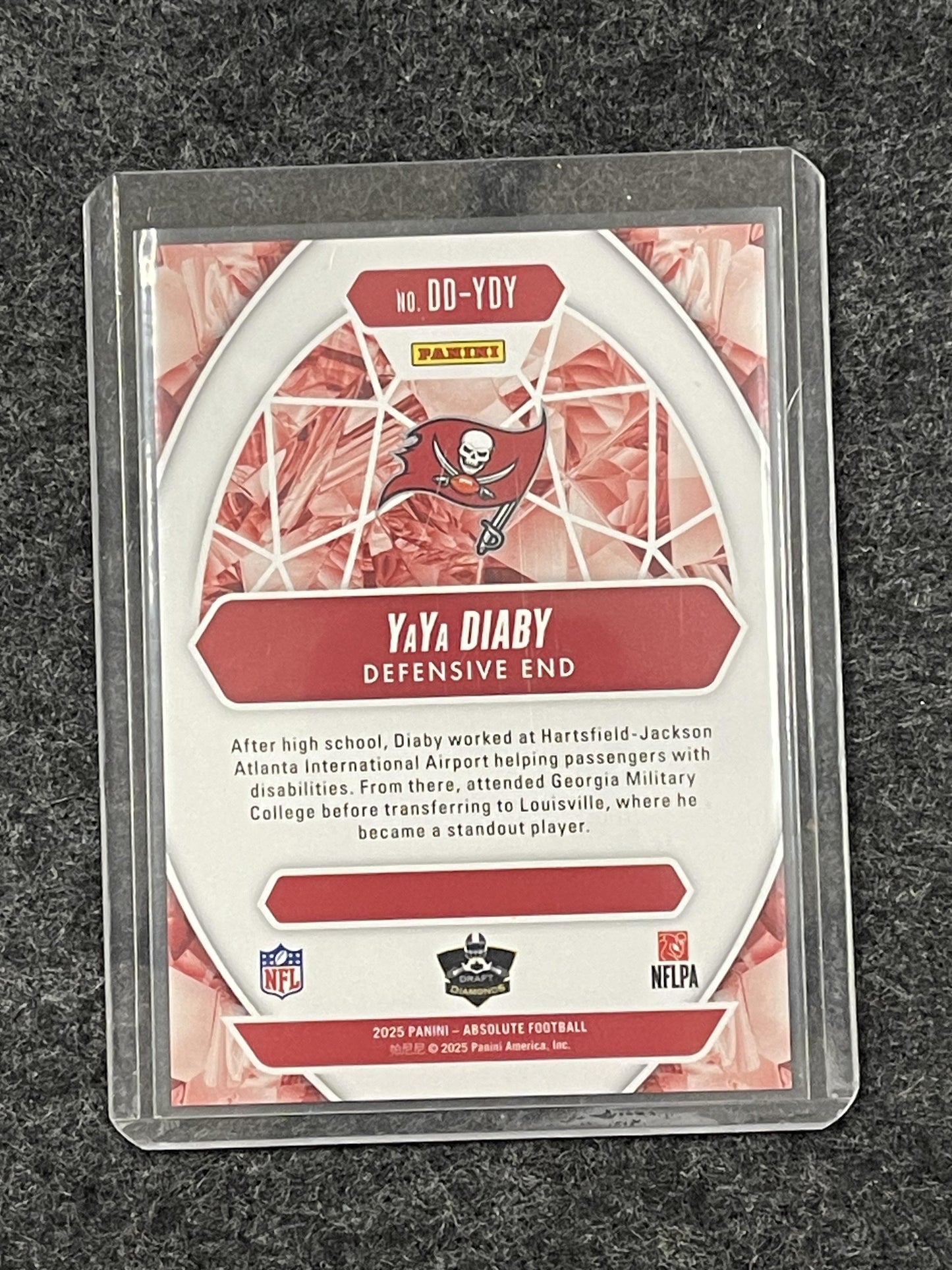 2025 Panini Absolute #DD-YDY YaYa Diaby Draft Diamonds Spectrum Red #/150 Bucs