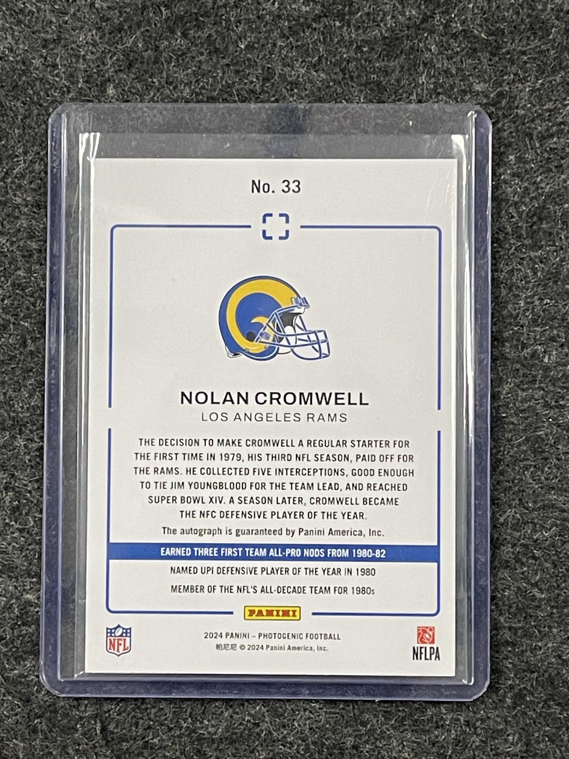 2024 Panini Photogenic #33 Nolan Cromwell Autographs Red #/10 Los Angeles Rams