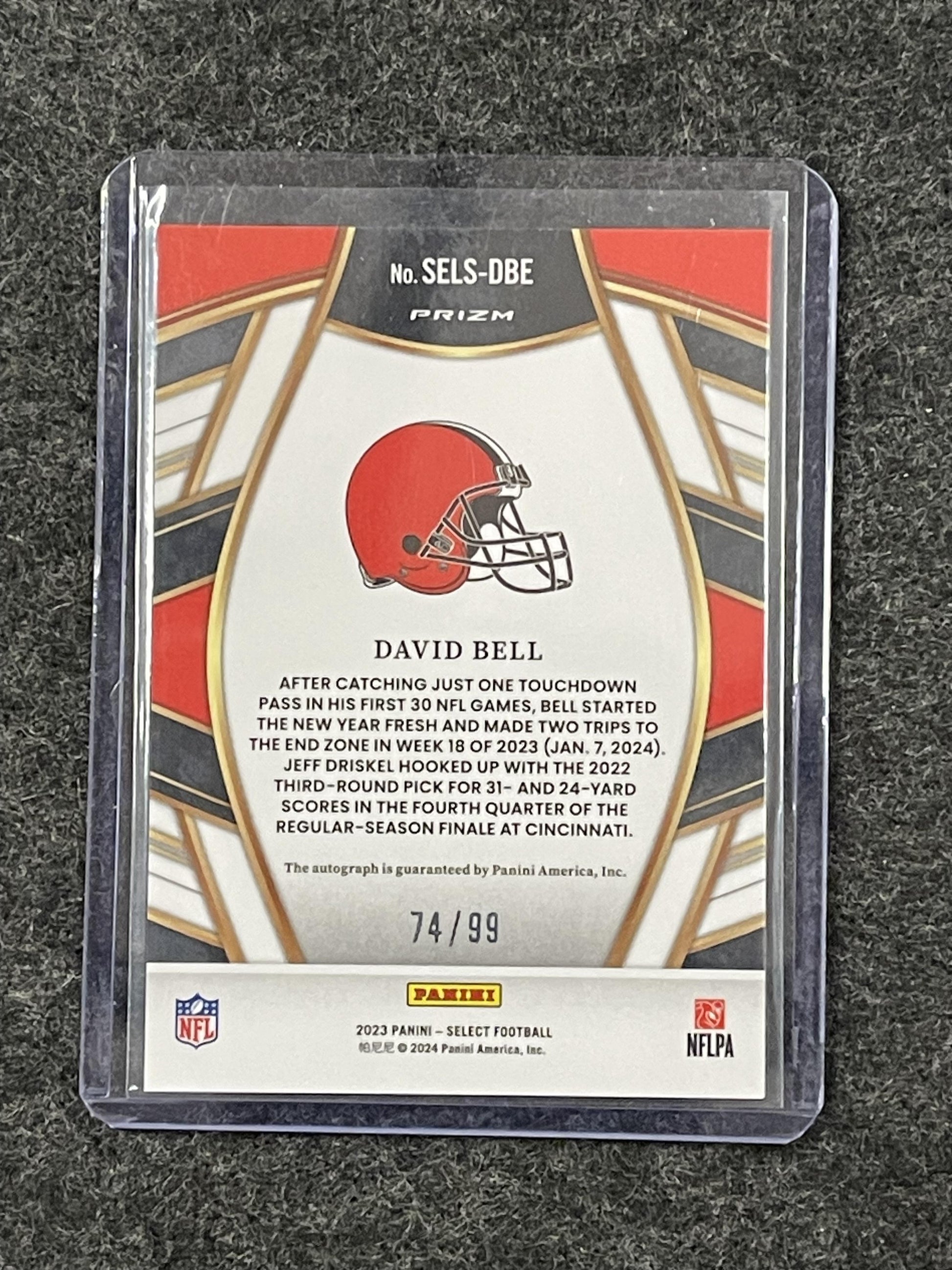 2023 Panini Select #SELS-DBE David Bell Select Signatures Blue Prizm #/99 Browns